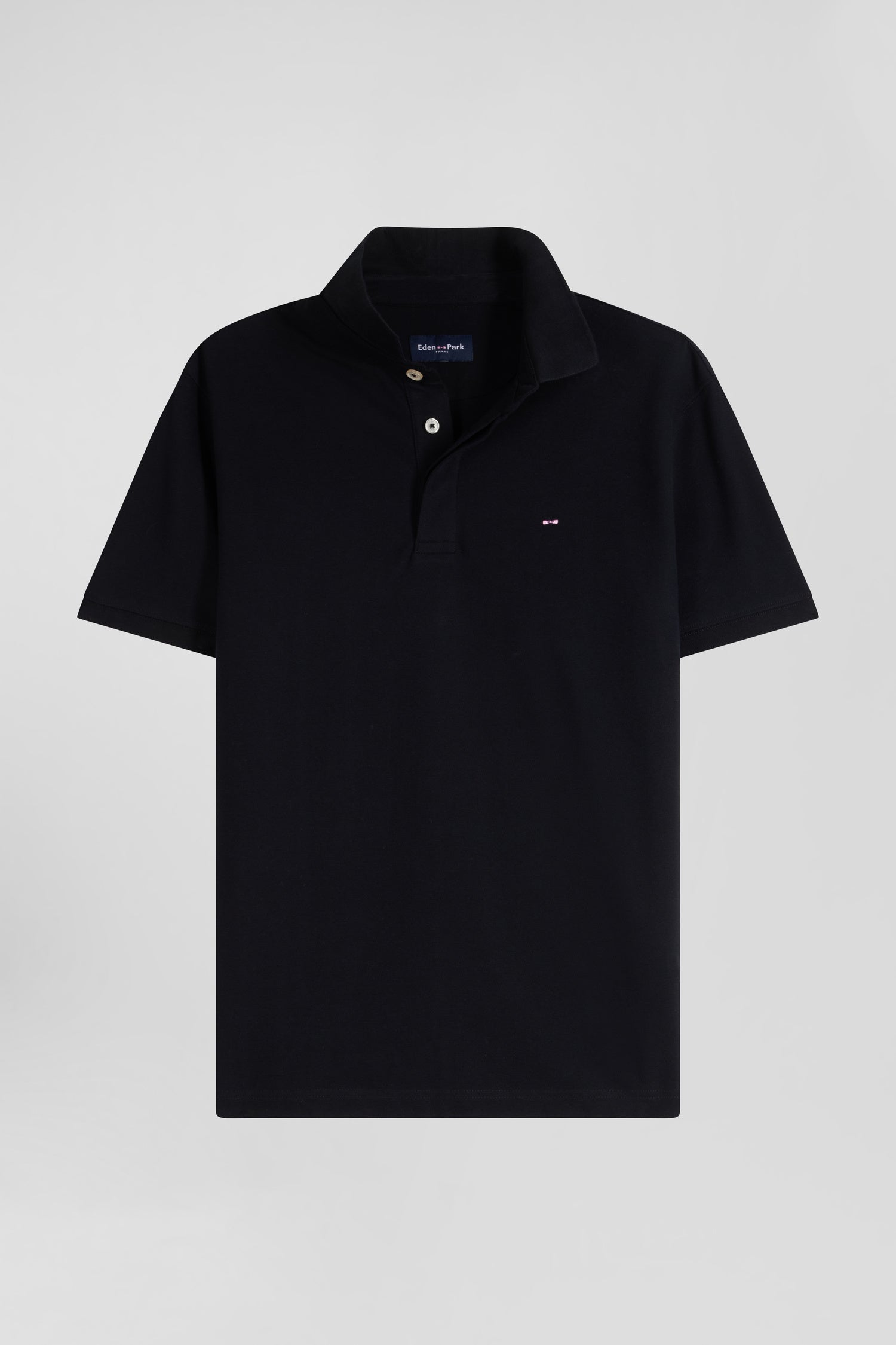 Polo manches courtes en piqué coton noir coupe Slim