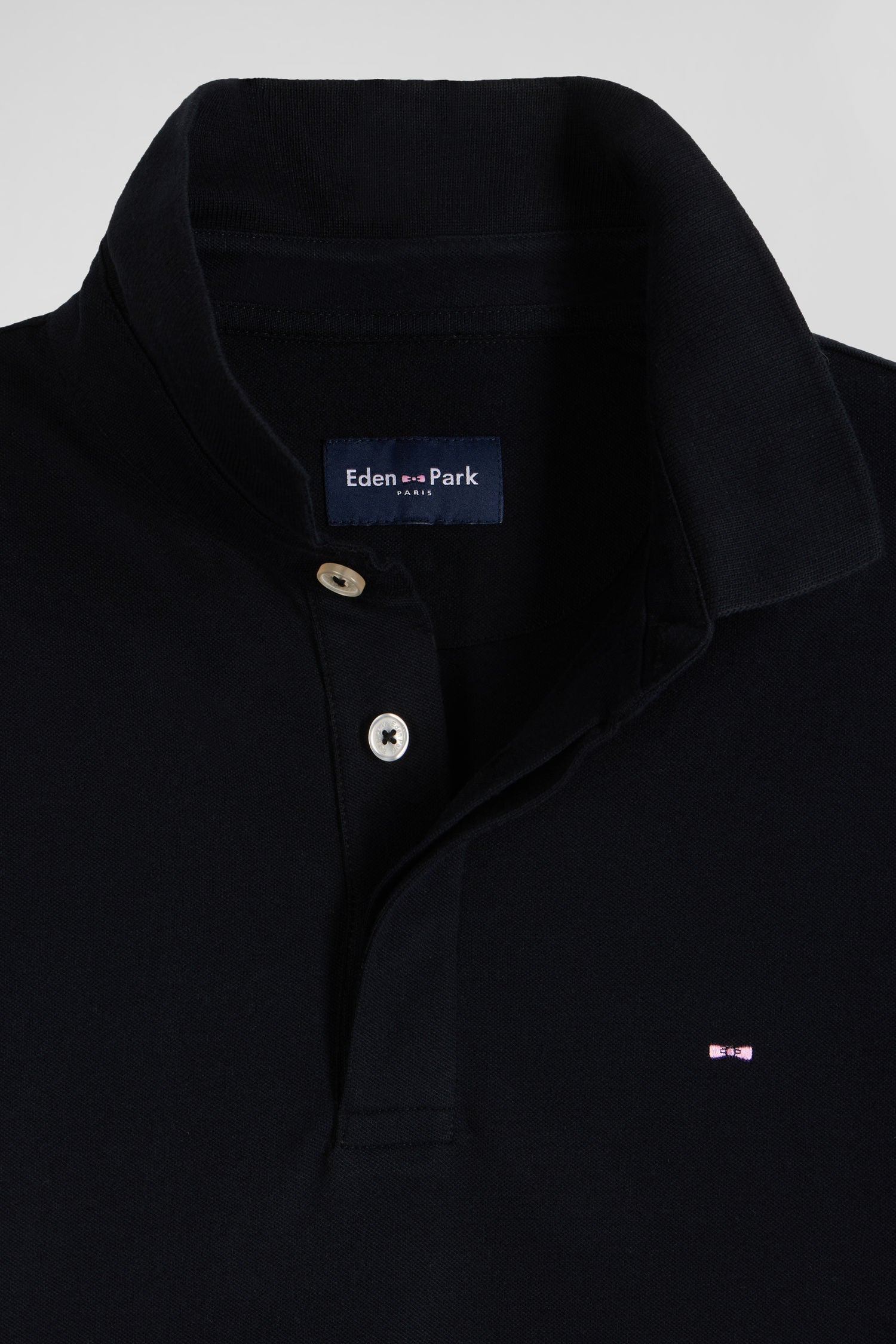 Polo manches courtes en piqué coton noir coupe Slim