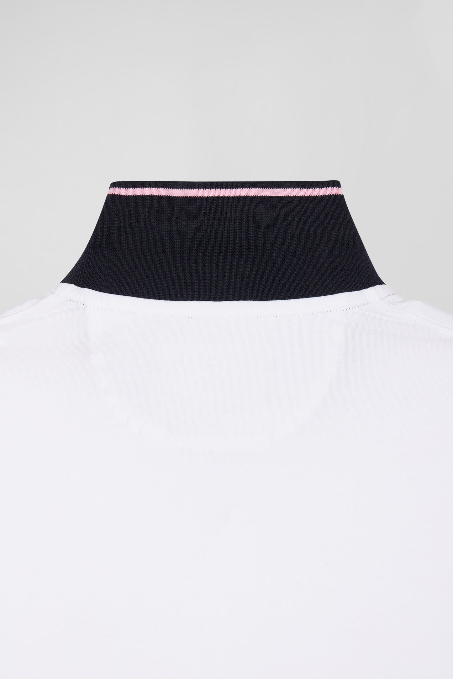 Polo manches courtes en coton stretch blanc col jacquard Eden Park coupe Slim