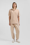 Polo manches courtes unisexe en piqué coton beige surteint coupe Oversized