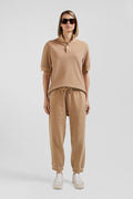 Polo manches courtes unisexe en piqué coton camel surteint coupe Oversized