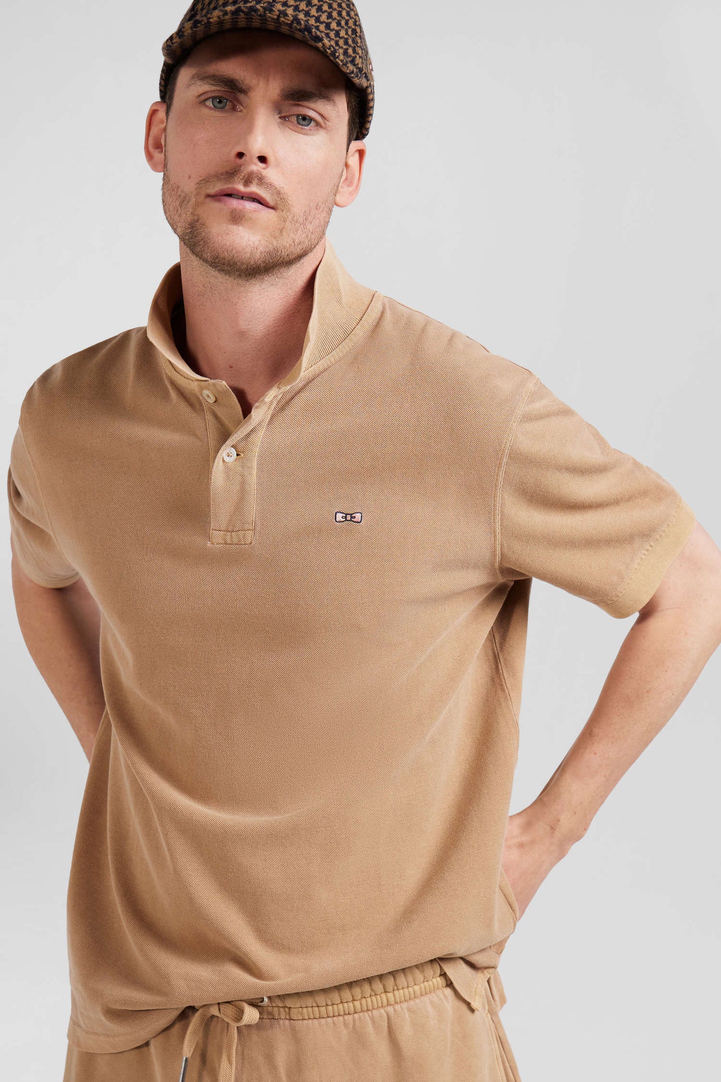 Polo manches courtes unisexe en piqué coton camel surteint coupe Oversized