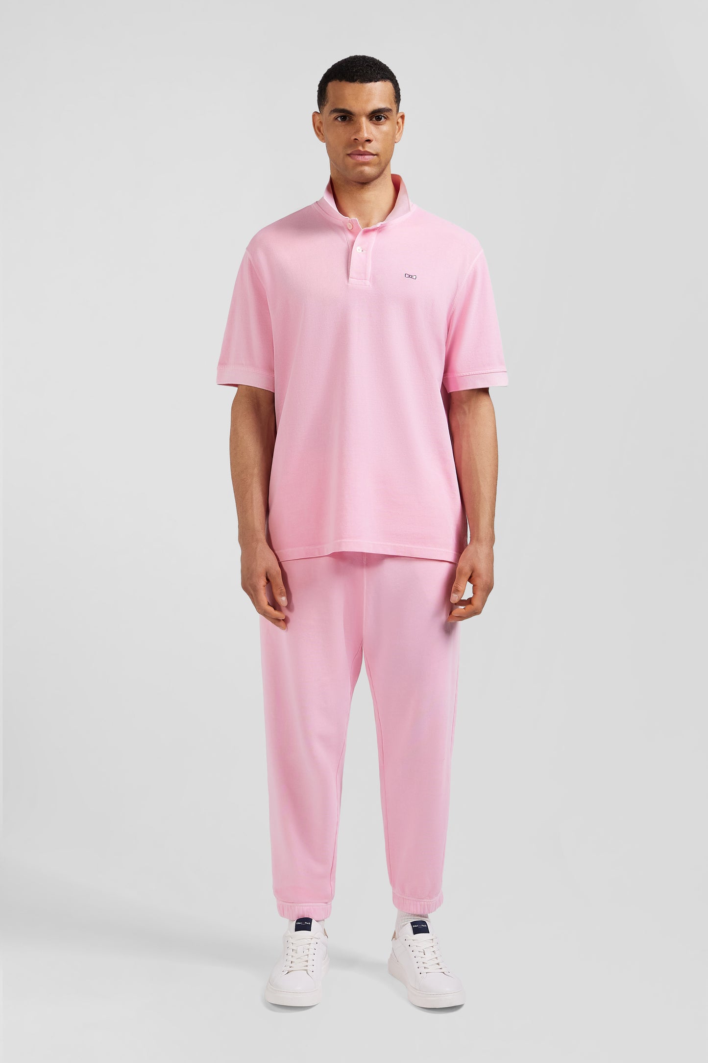 Polo manches courtes unisexe en piqué coton rose surteint coupe Oversized