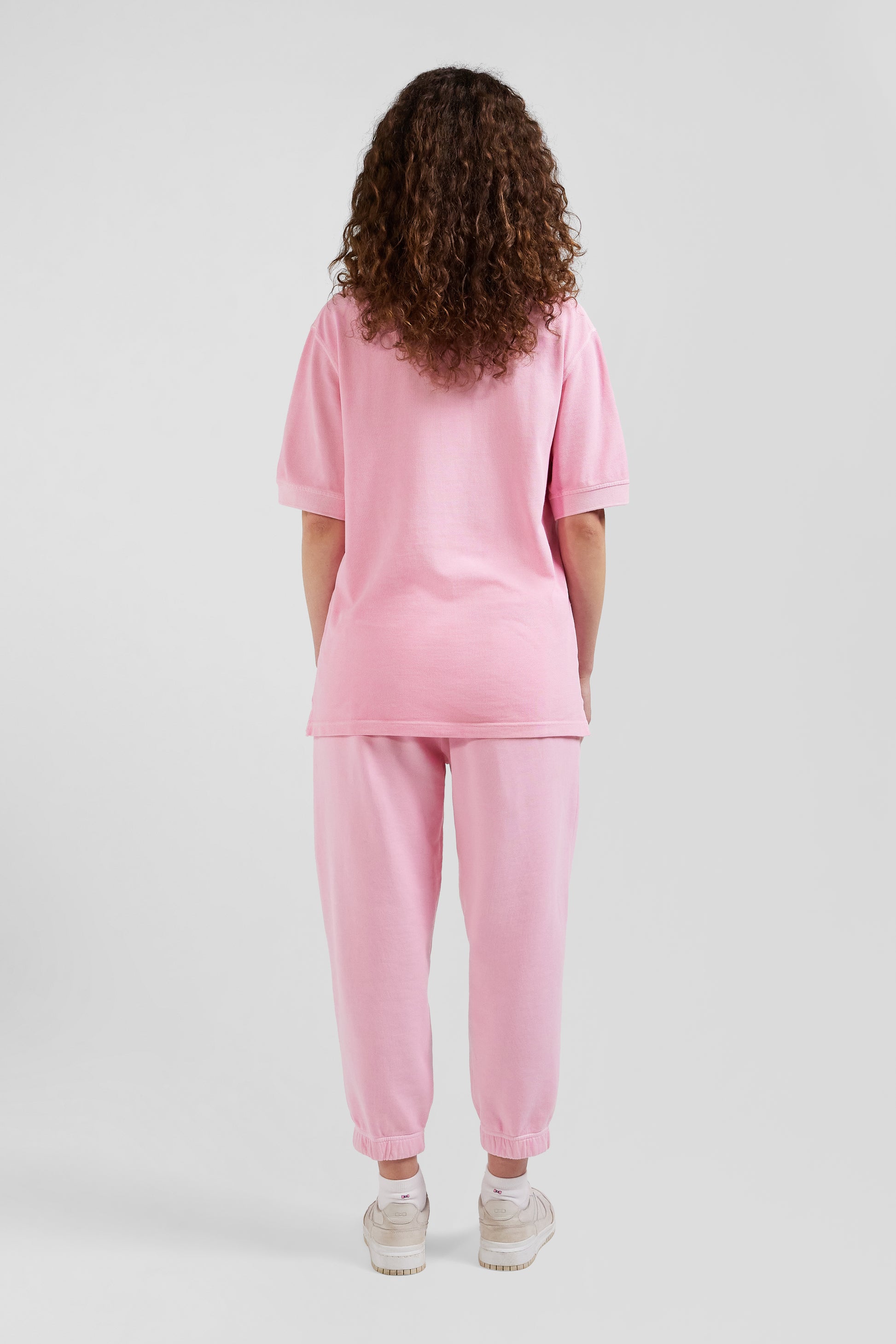 Polo manches courtes unisexe en piqué coton rose surteint coupe Oversized