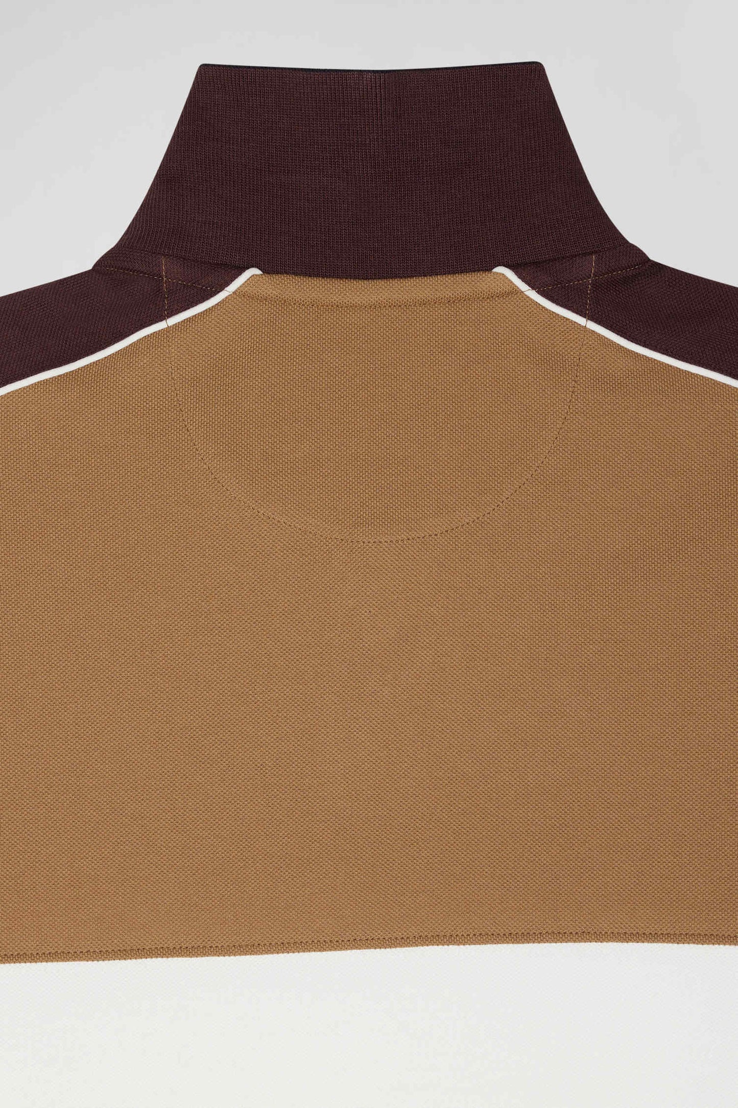 Polo manches courtes tricolore en piqué coton noisette inscription Eden Park coupe Regular