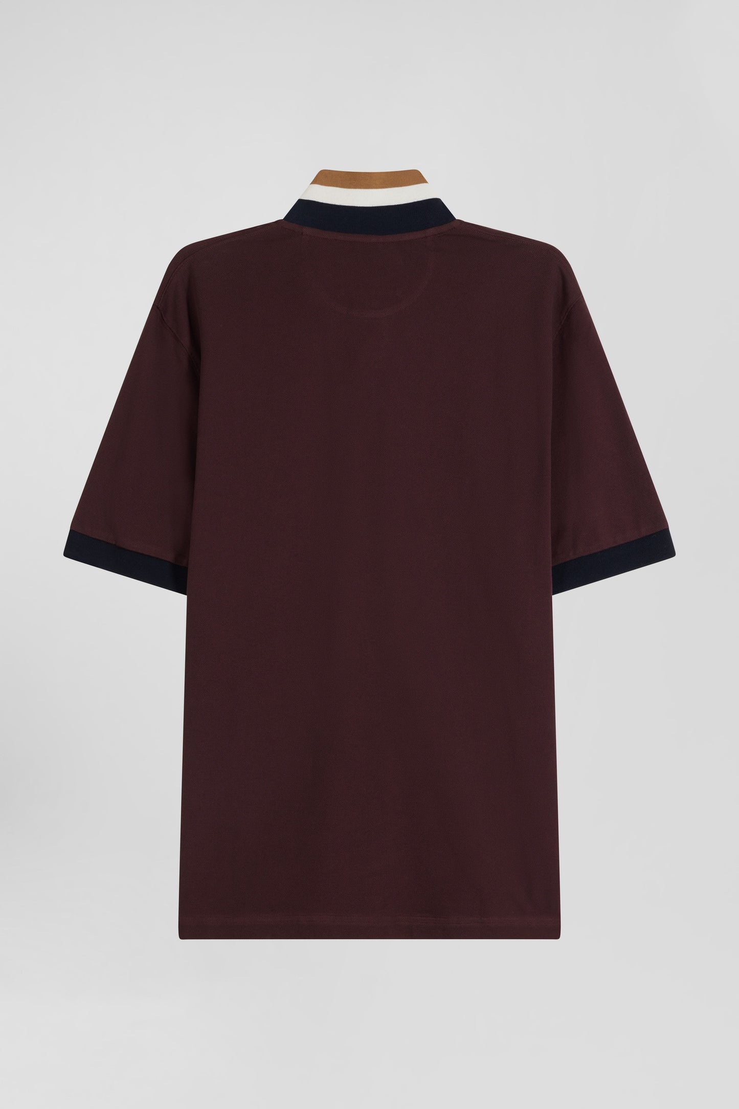 Polo manches courtes en piqué coton bordeaux détails tricolores coupe Oversized