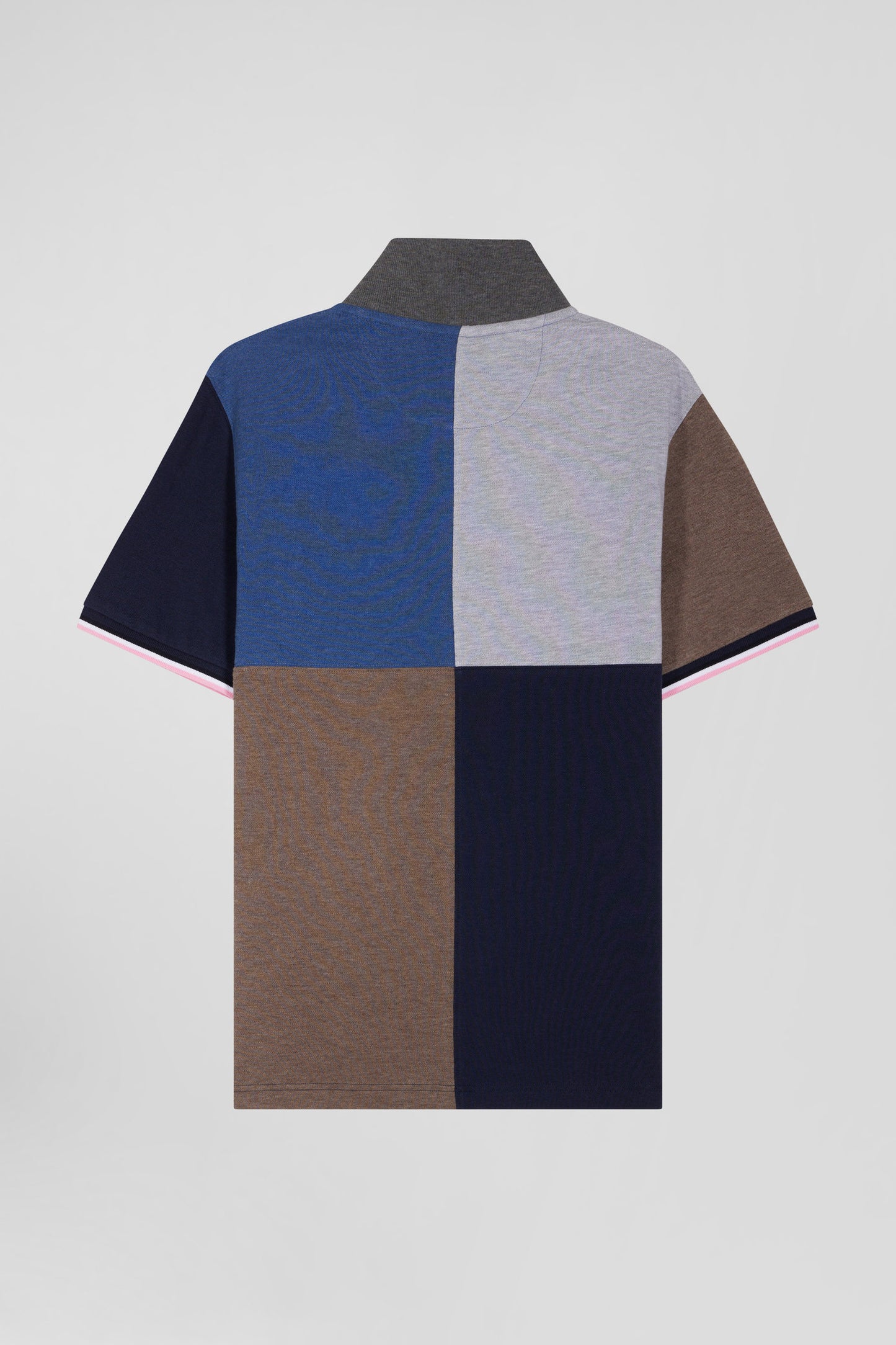 Polo manches courtes coupé-cousu en piqué coton bleu foncé coupe Regular