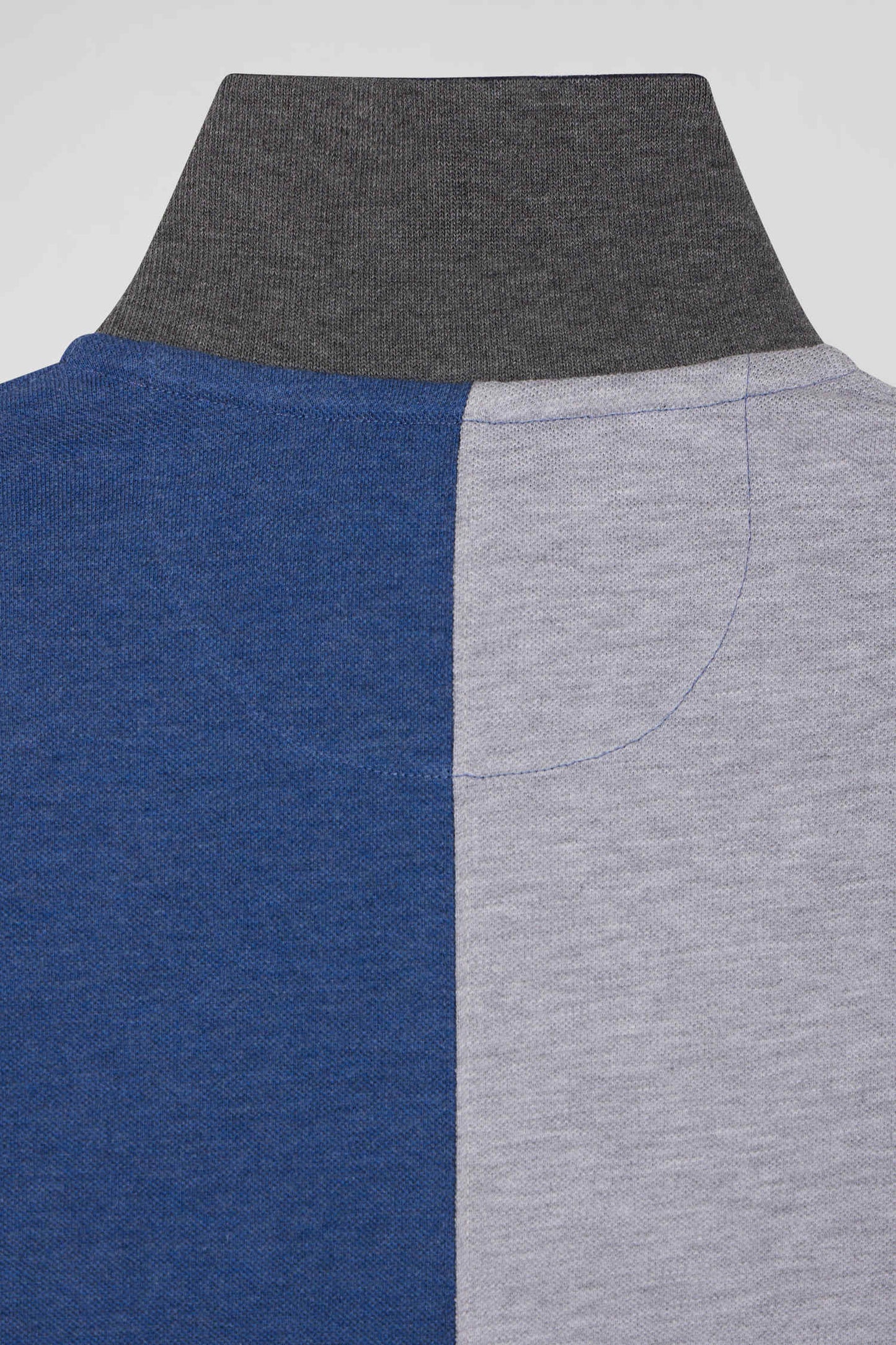 Polo manches courtes coupé-cousu en piqué coton bleu foncé coupe Regular