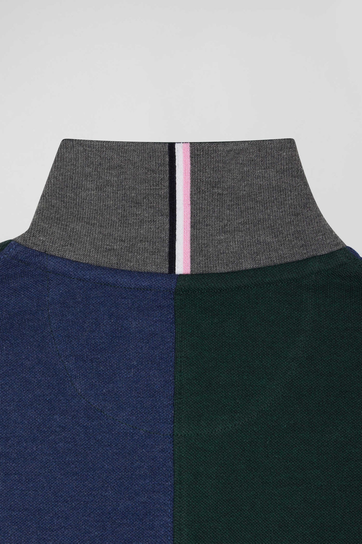 Regular green colorblock short-sleeved cotton piqué polo shirt