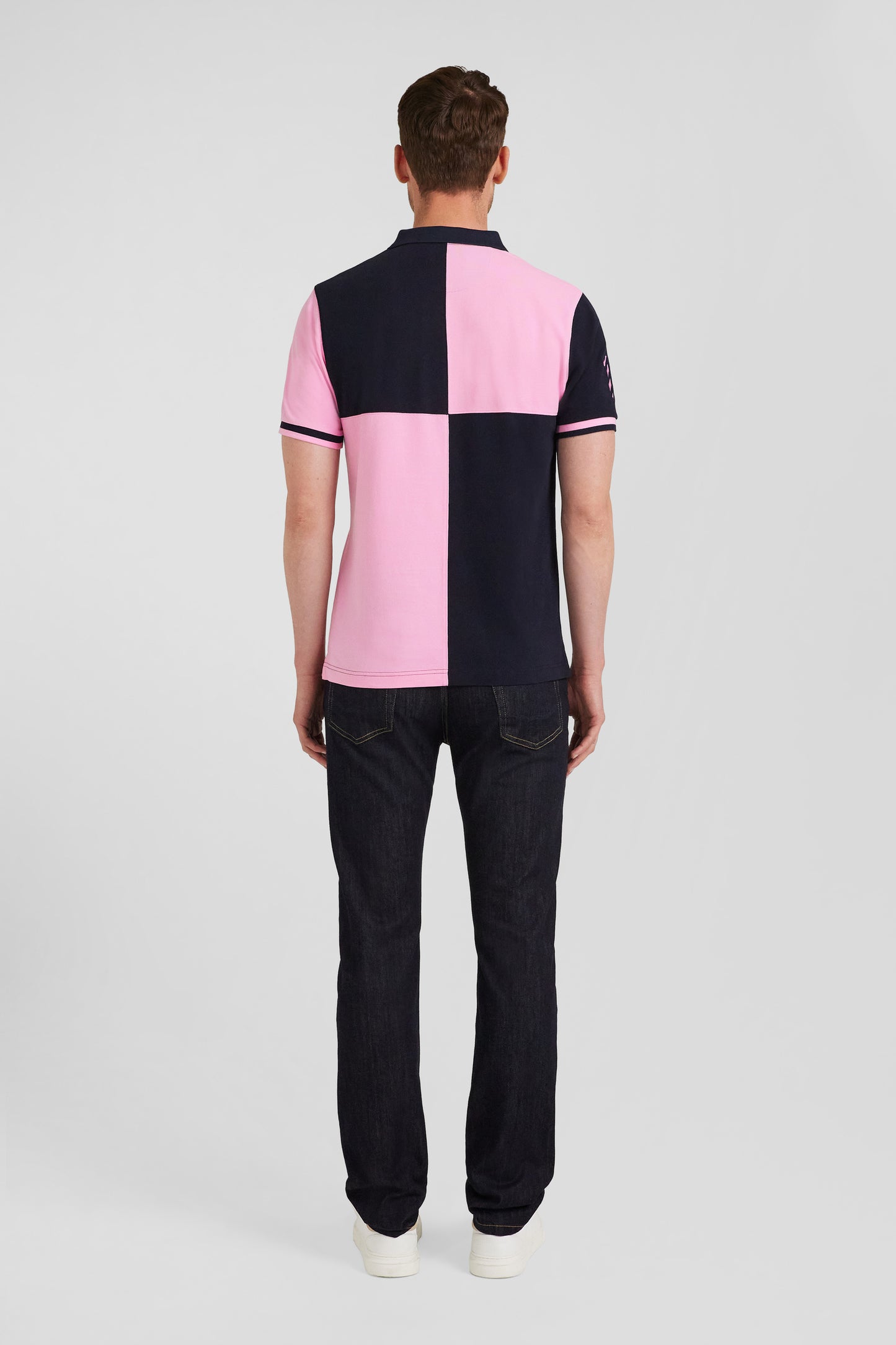 Polo manches courtes coupé-cousu en piqué coton bleu marine coupe Regular