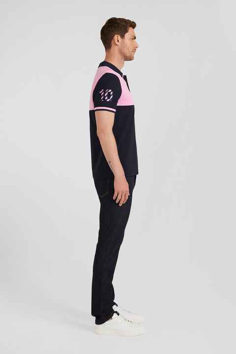 Polo manches courtes coupé-cousu en piqué coton bleu marine coupe Regular - Image 3