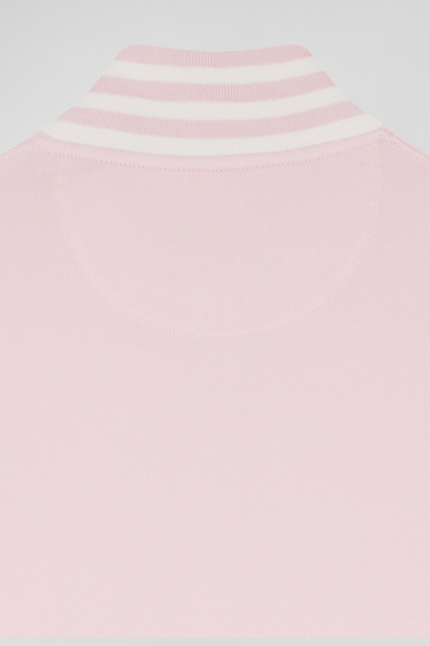 Polo manches longues en piqué coton stretch rose coupe Slim