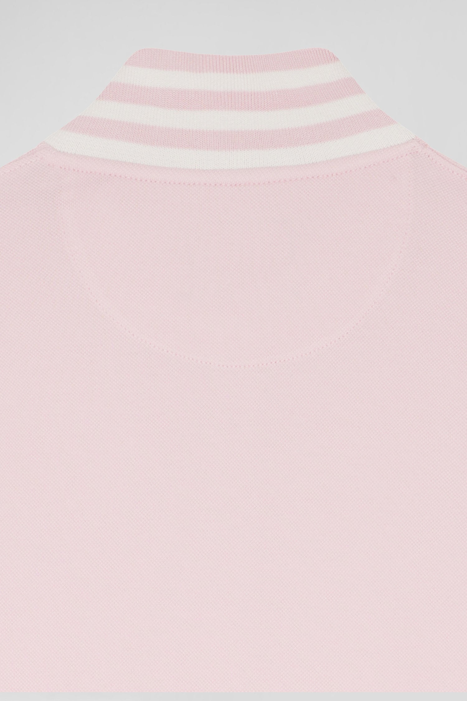 Polo manches longues en piqué coton stretch rose coupe Slim