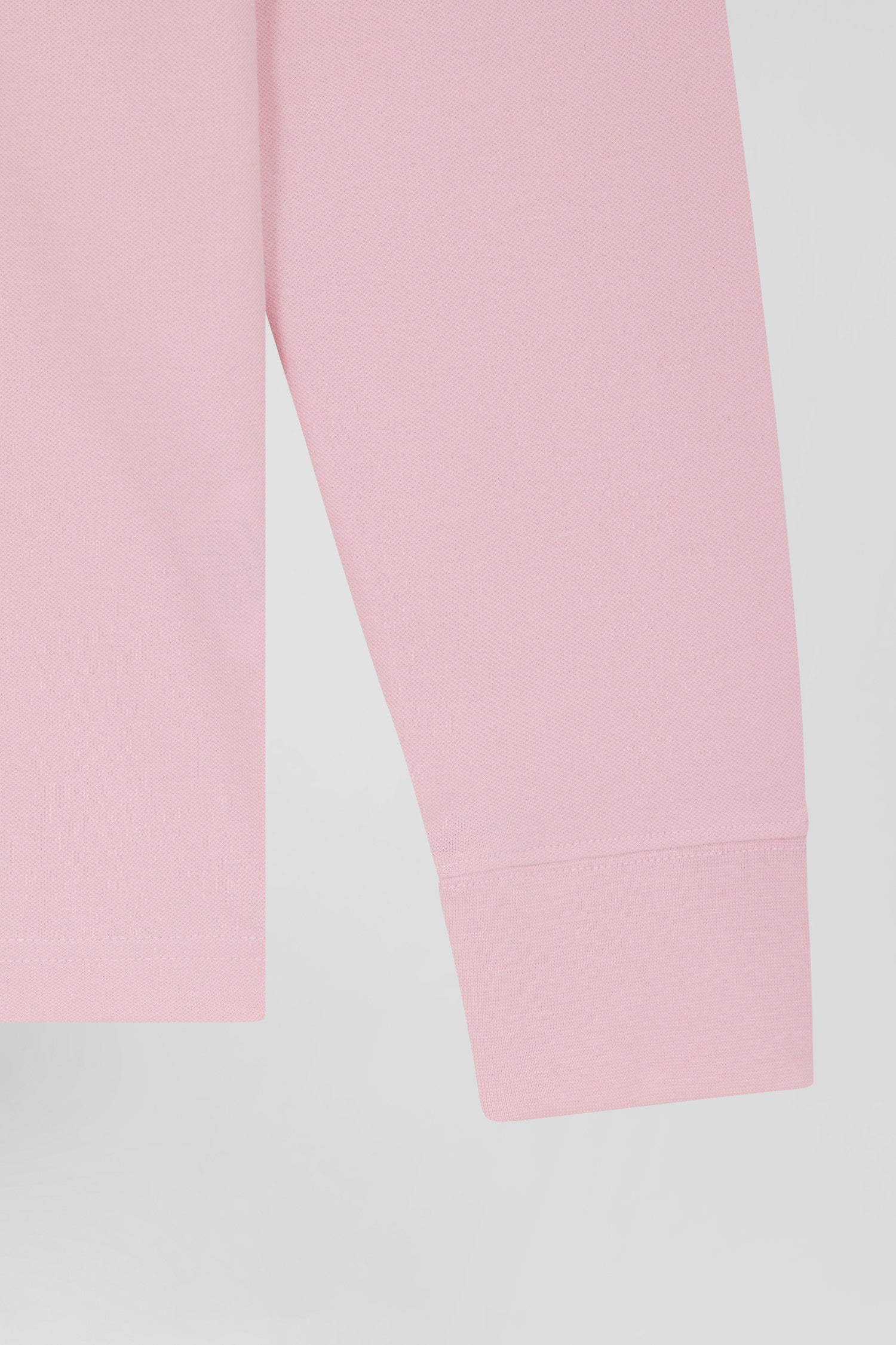 Polo manches longues en piqué coton rose coupe Slim