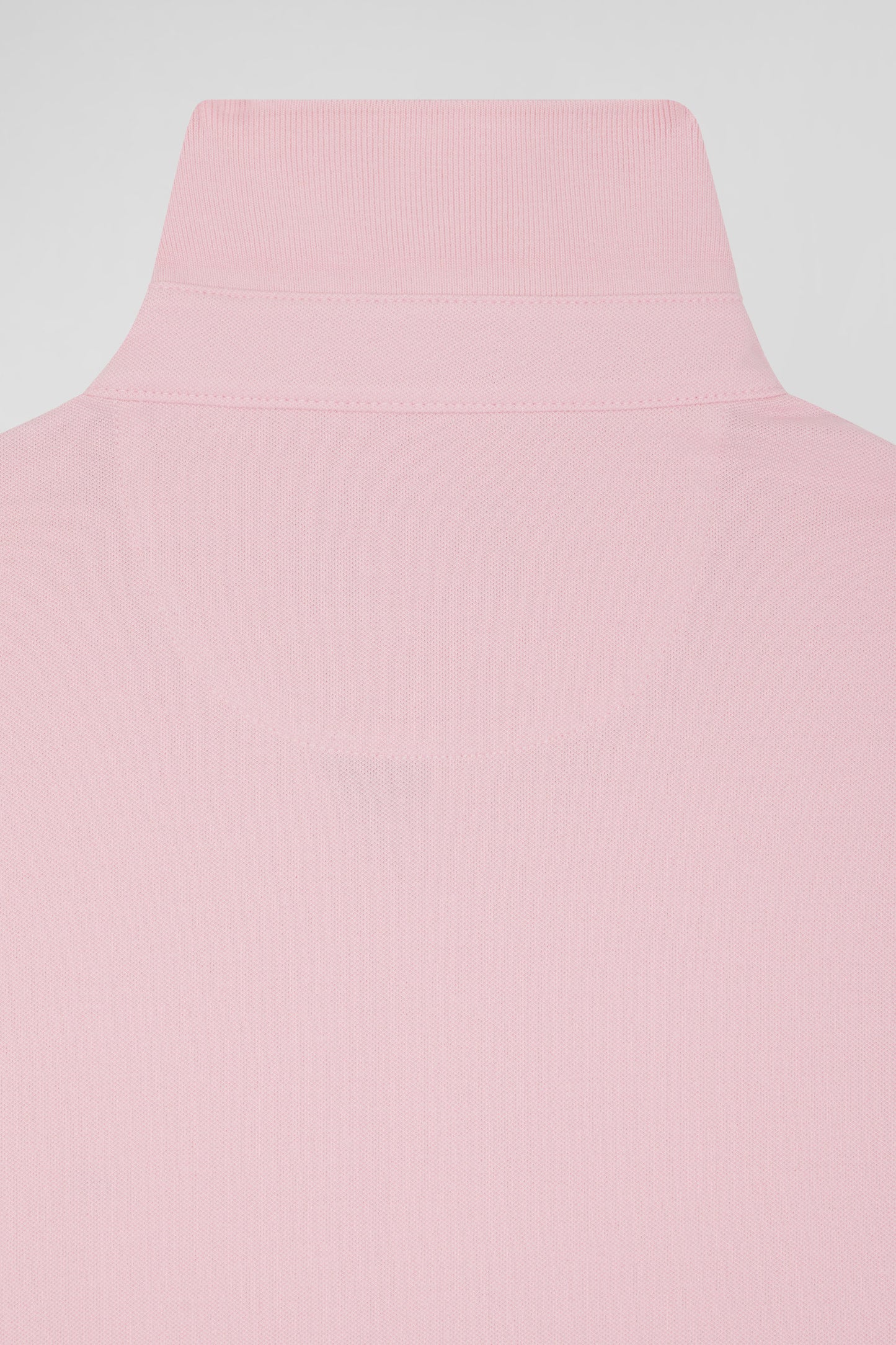 Polo manches longues en piqué coton rose coupe Slim