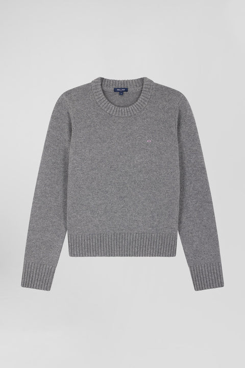 Regular grey round-neck wool and cashmere jumper - Image 1