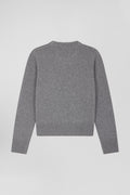 Pull col rond en laine et cachemire gris coupe Regular