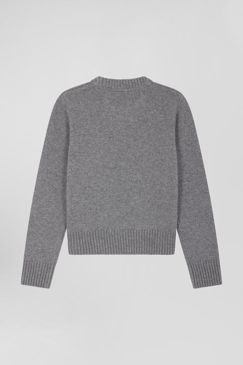 Regular grey round-neck wool and cashmere jumper - Image 2