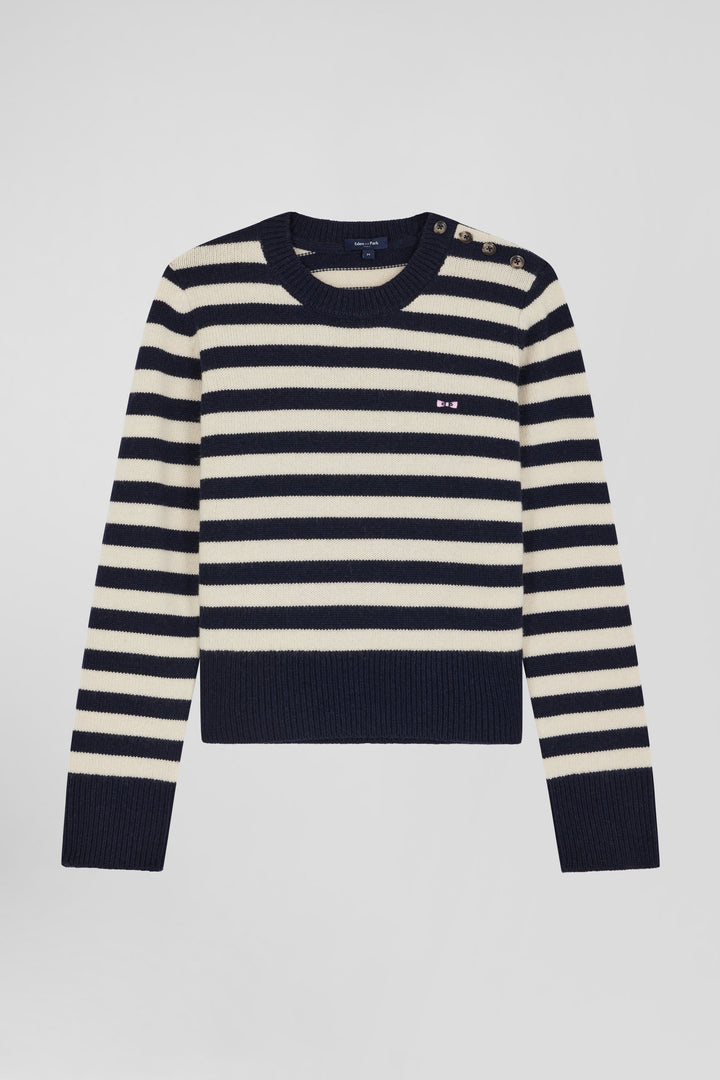 Regular navy striped wool and cashmere jumper