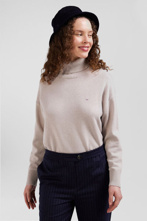 Relaxed beige wool and cotton turtleneck jumper - Image 3
