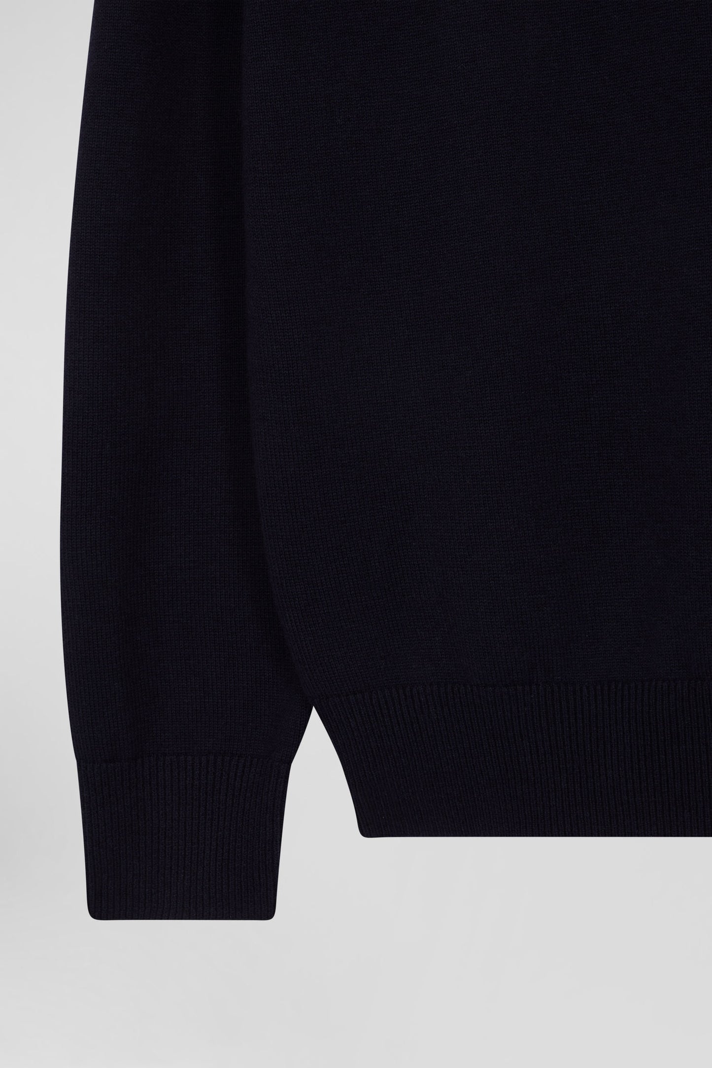 Regular navy blue wool and cotton crew neck jumper