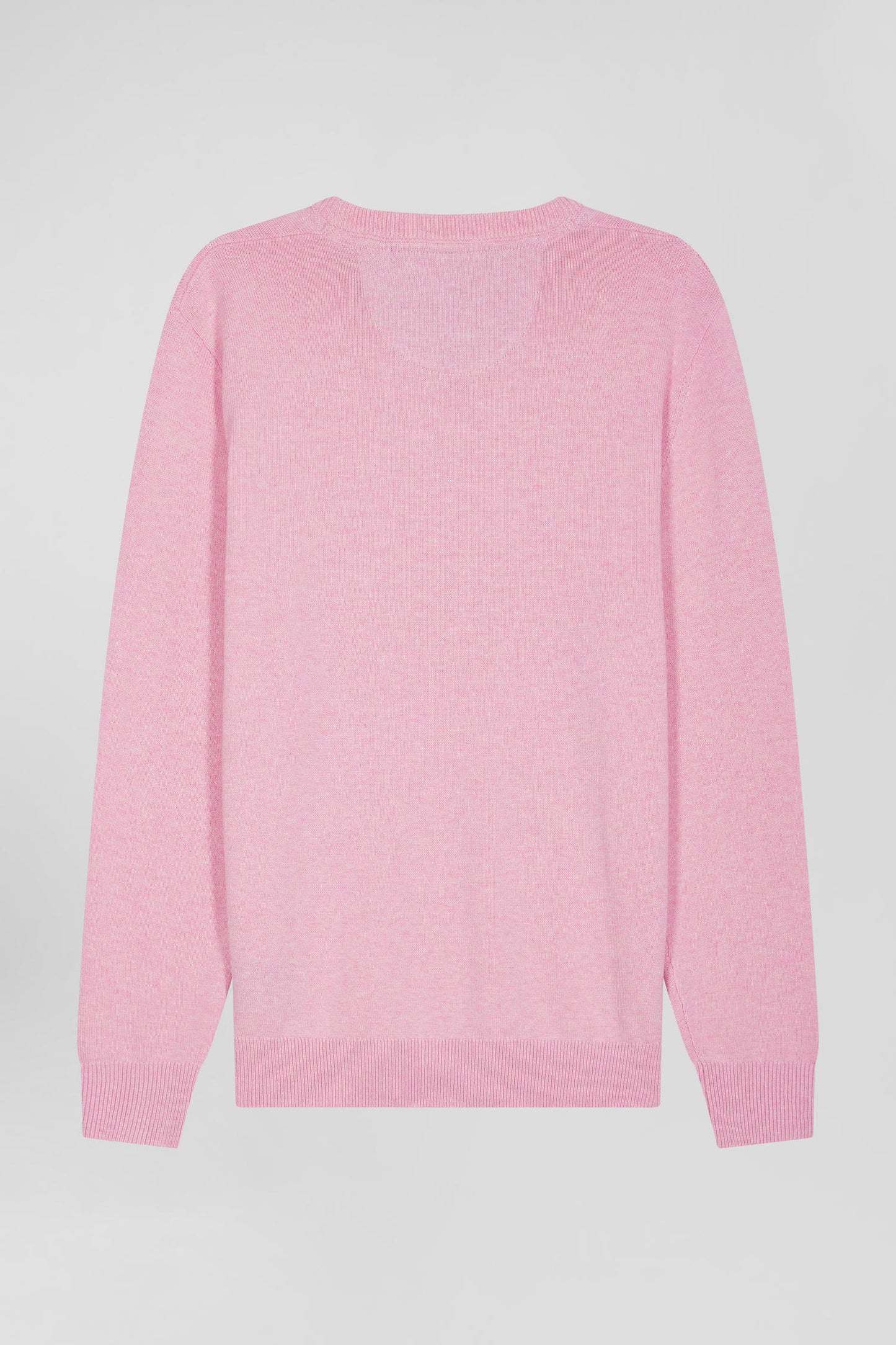 Pull col rond en laine et coton rose coupe Regular