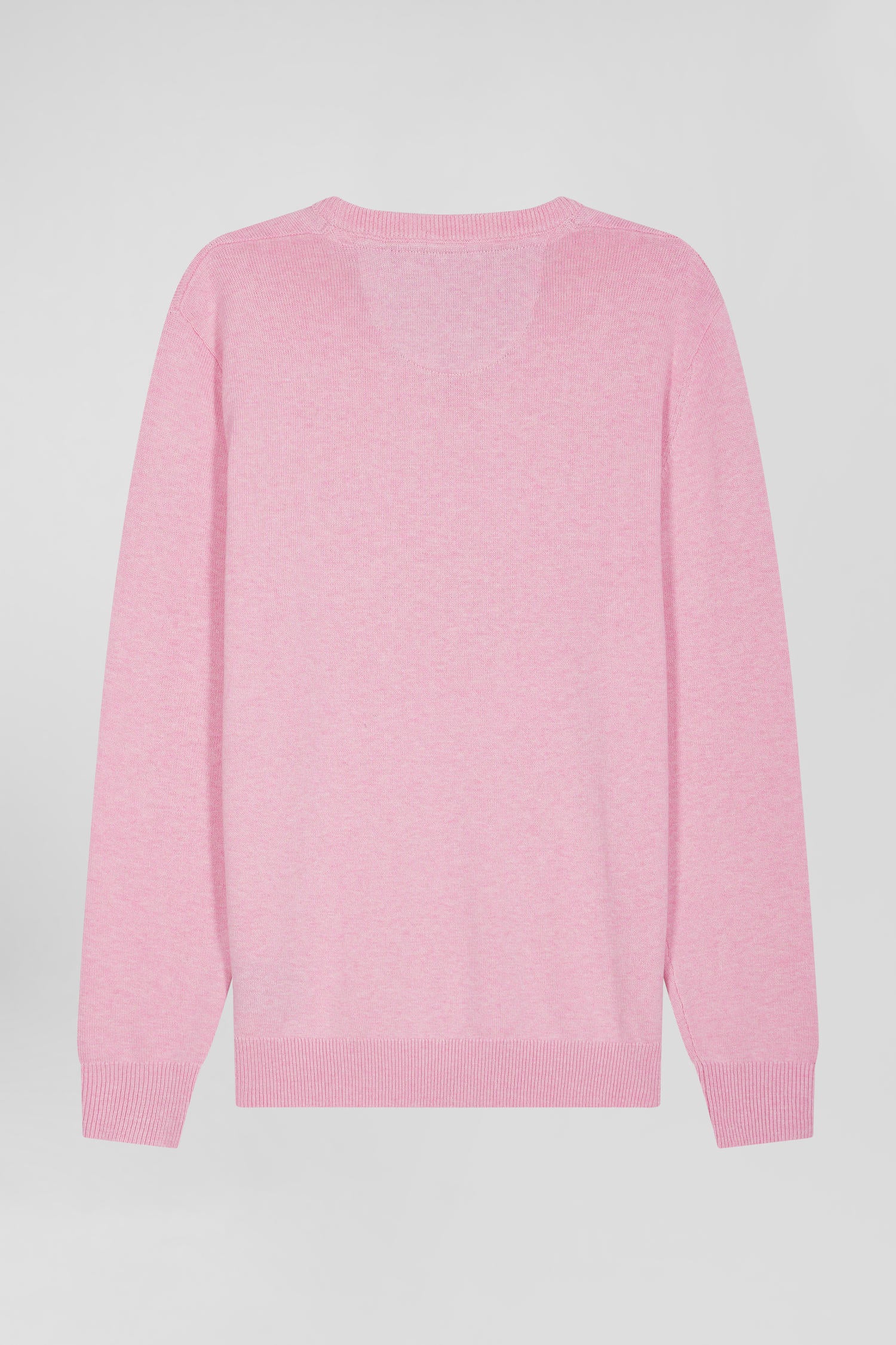 Pull col rond en laine et coton rose coupe Regular