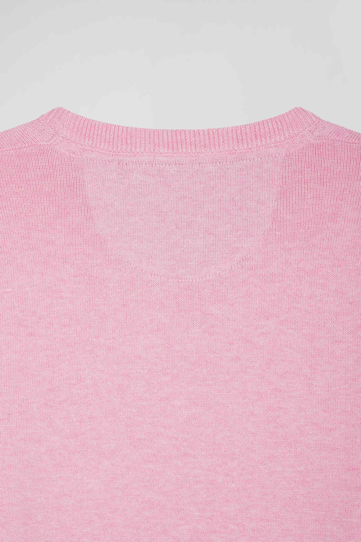 Pull col rond en laine et coton rose coupe Regular