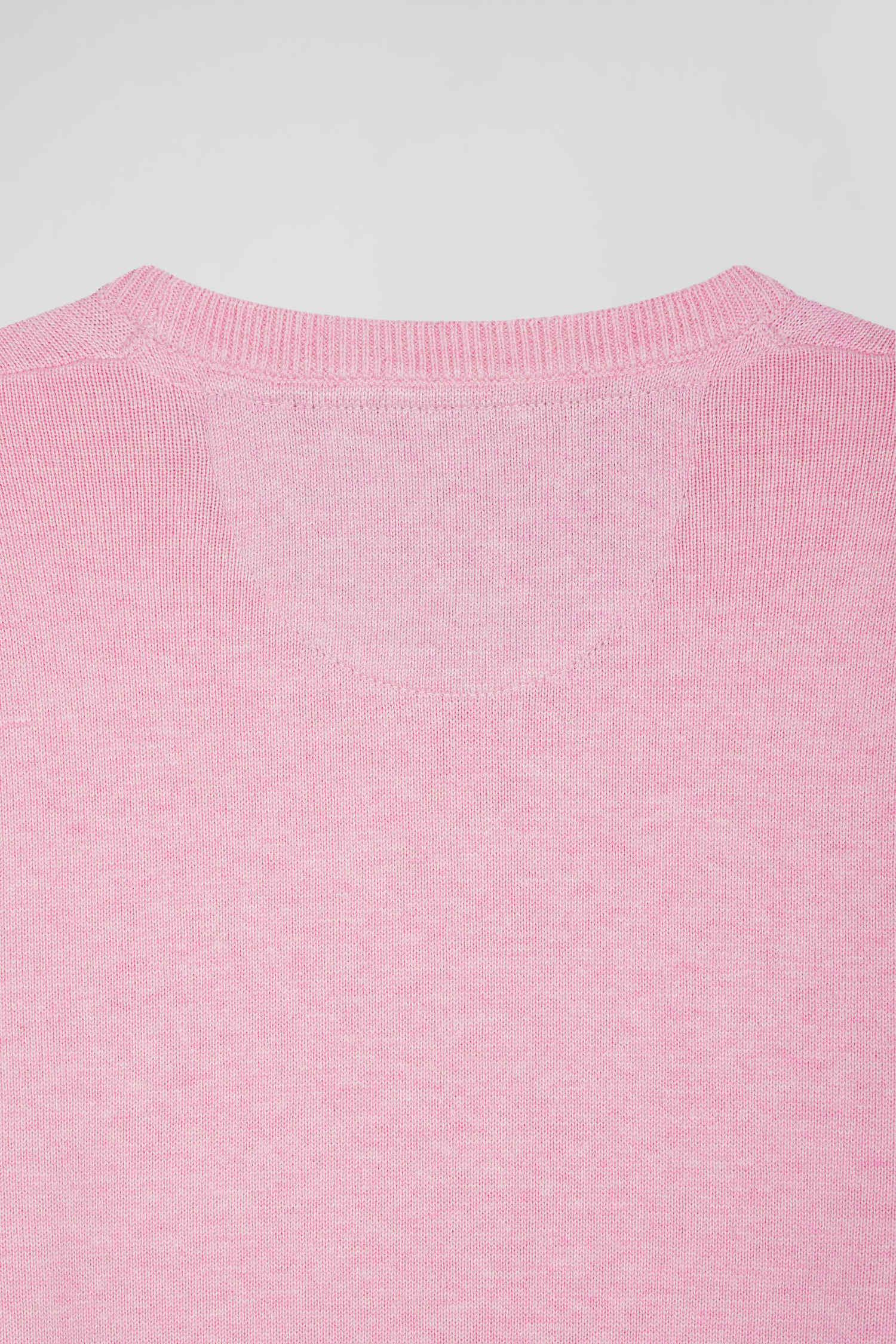 Pull col rond en laine et coton rose coupe Regular