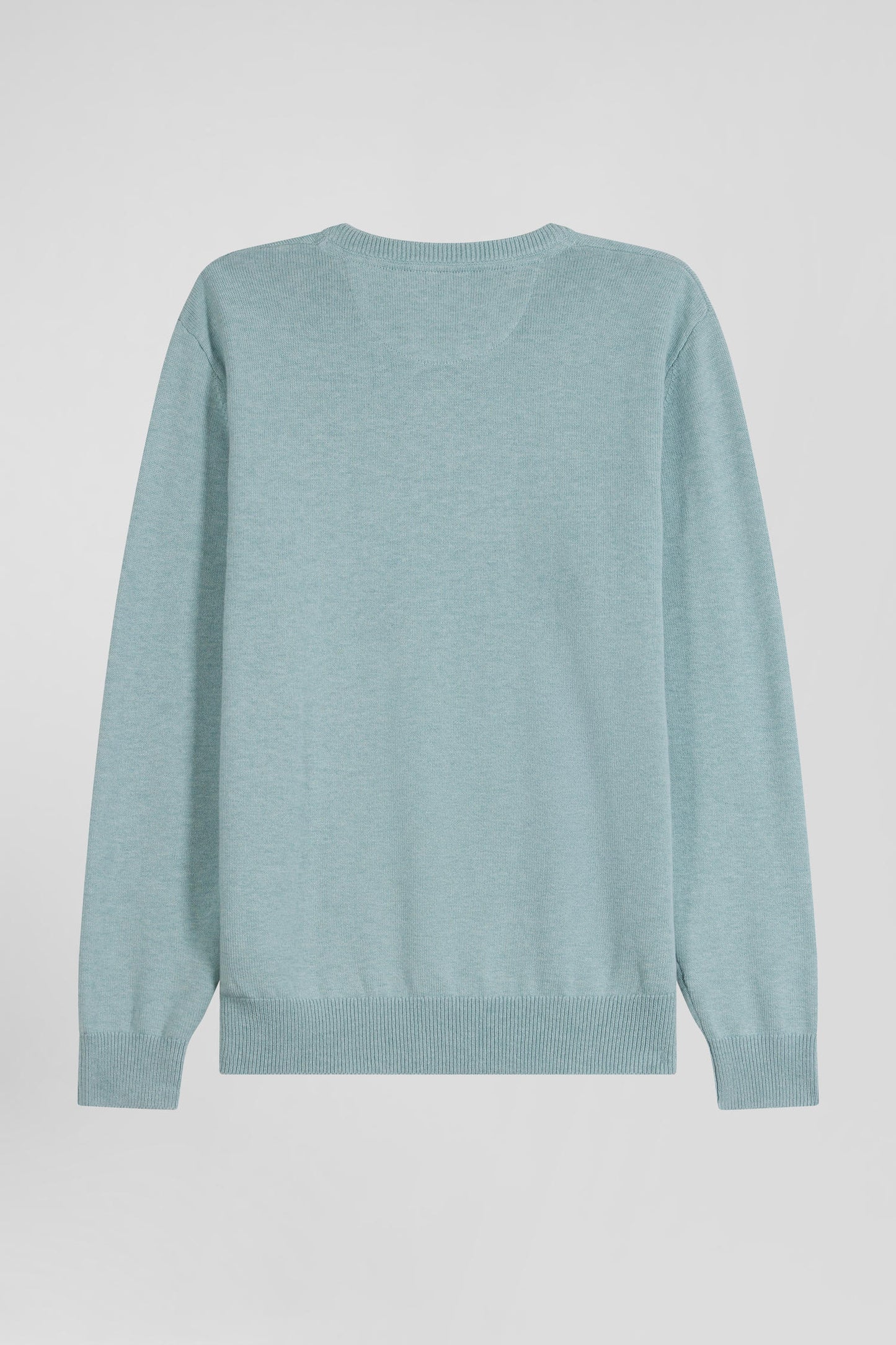 Pull col rond en laine et coton vert coupe Regular