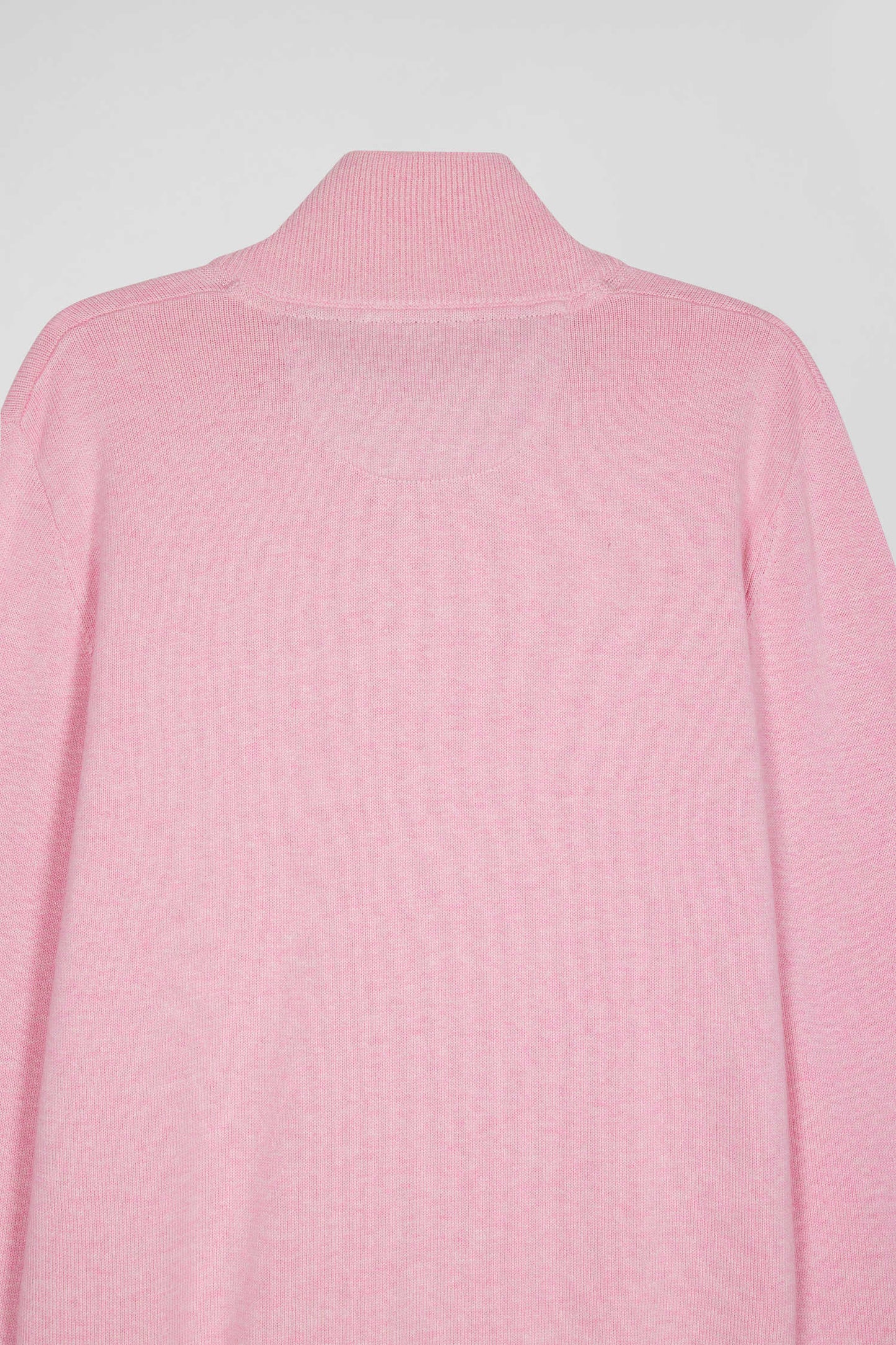 Pull col camionneur zippé en laine et coton rose coupe Regular