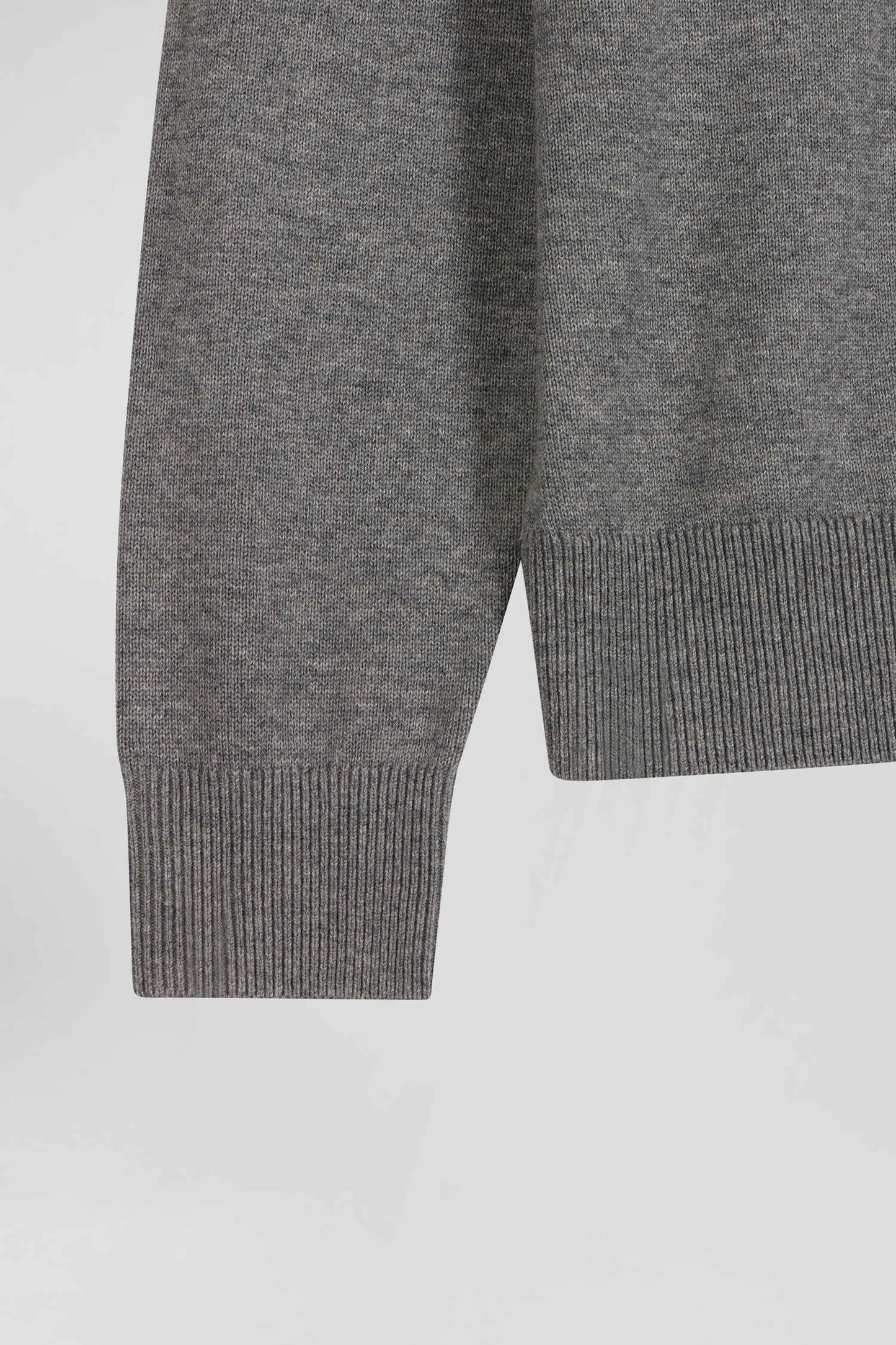 Regular grey wool and cotton turtleneck jumper