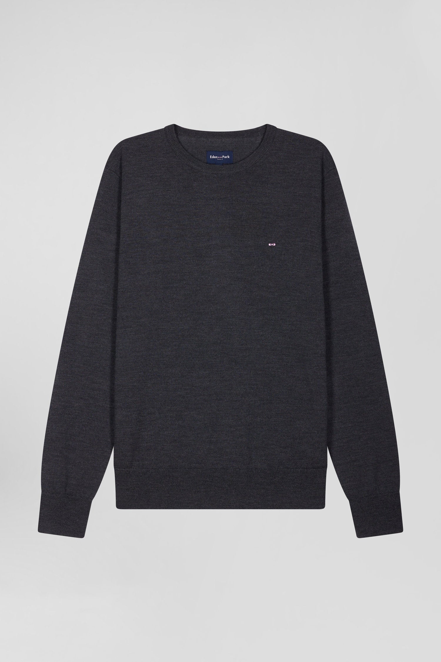 Regular anthracite grey merino wool V-neck jumper