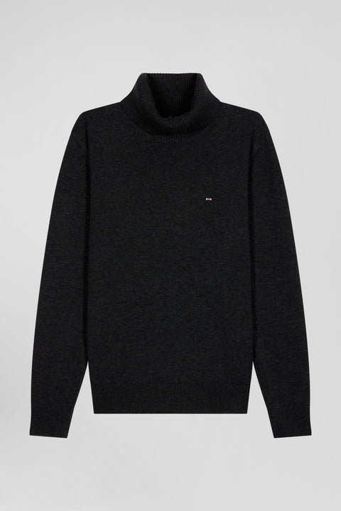Regular black merino wool turtleneck jumper - Image 2