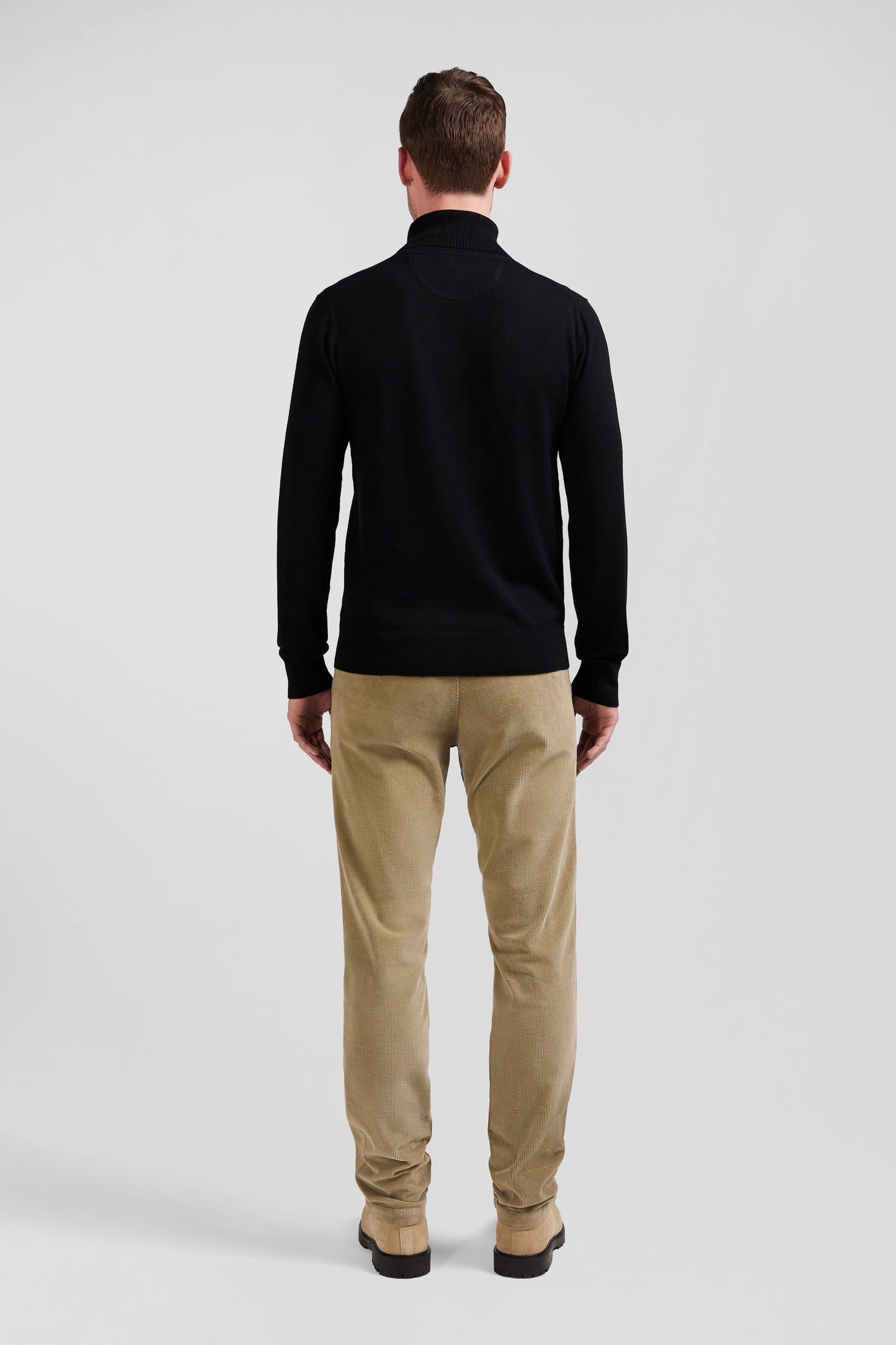 Regular black merino wool turtleneck jumper