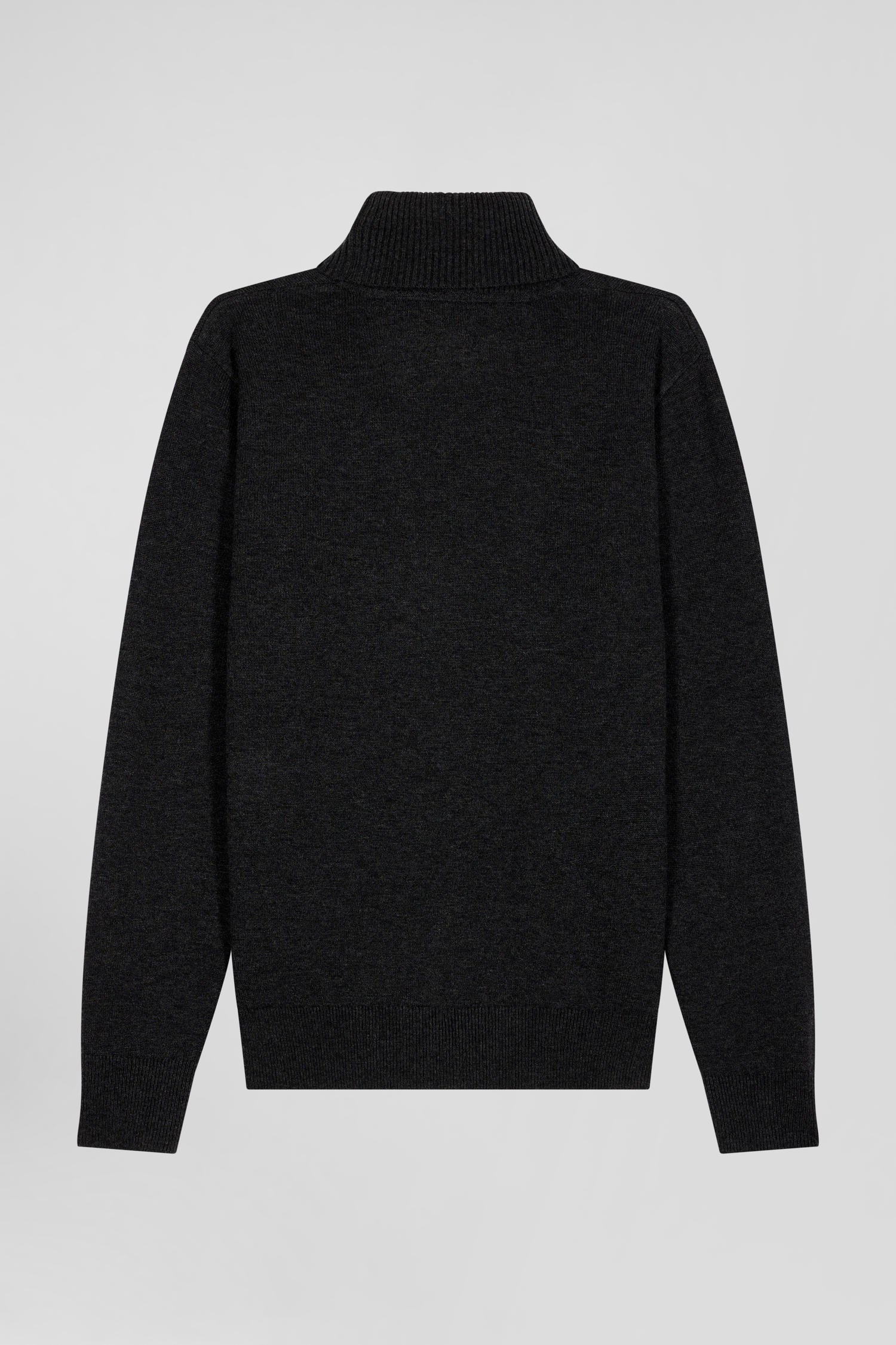 Regular black merino wool turtleneck jumper