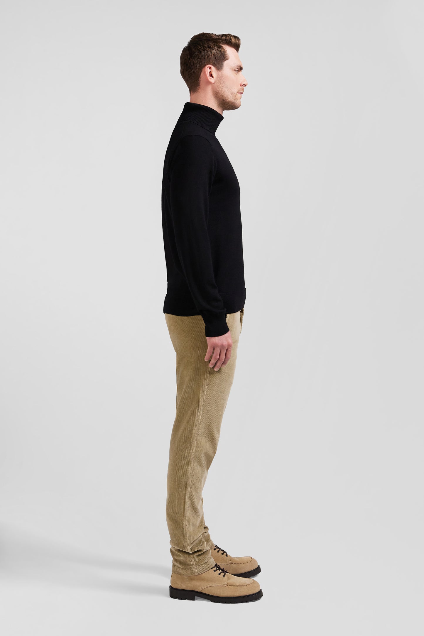 Regular black merino wool turtleneck jumper