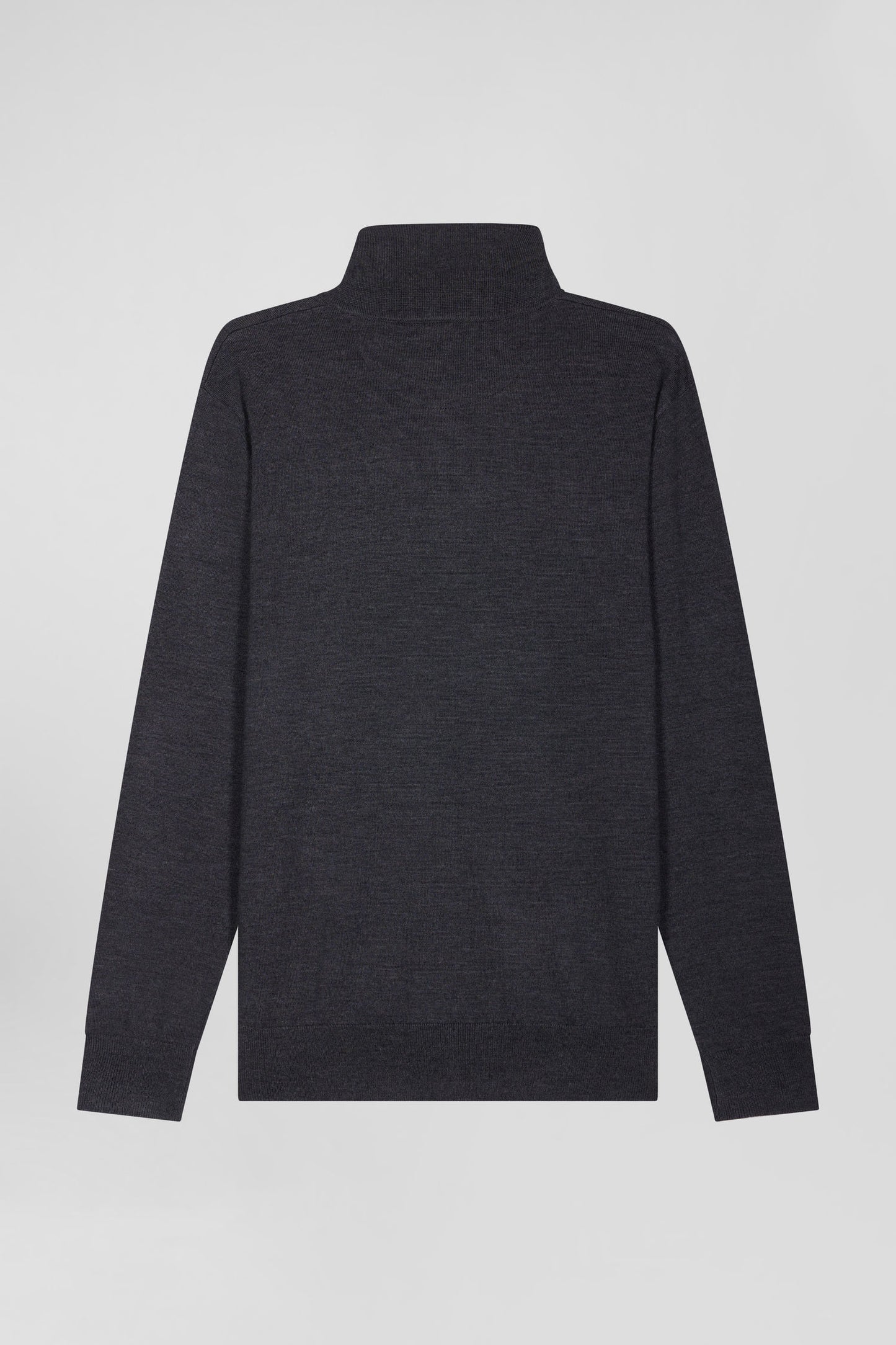 Regular anthracite grey wool jumper with rugby shirt collar