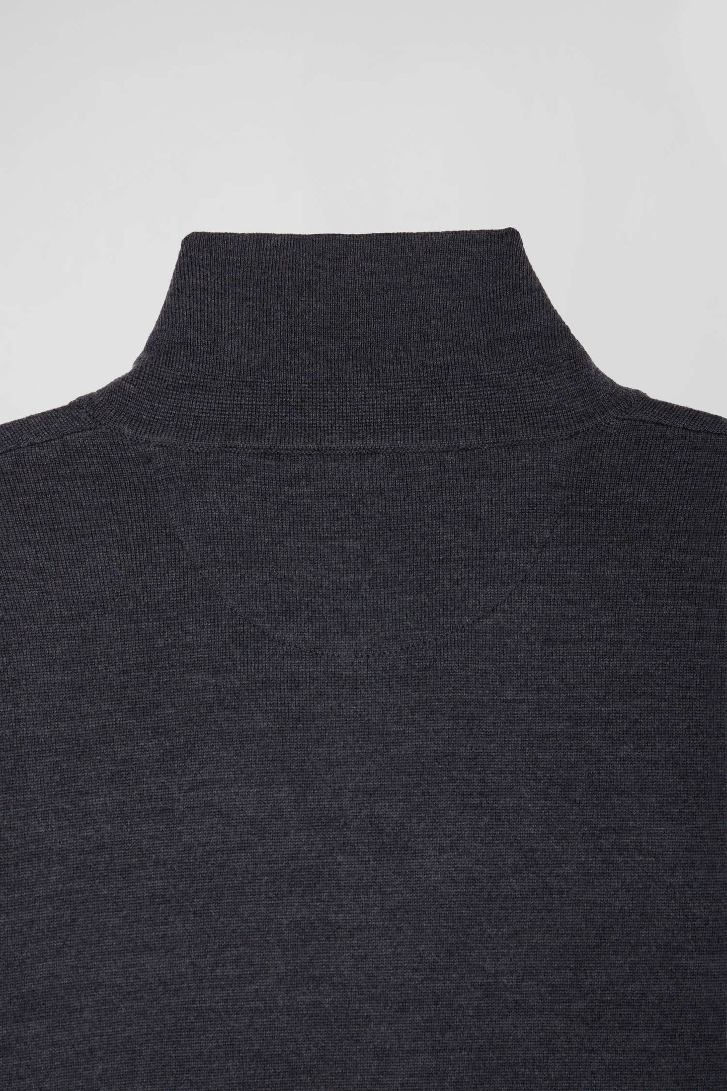 Regular anthracite grey wool jumper with rugby shirt collar