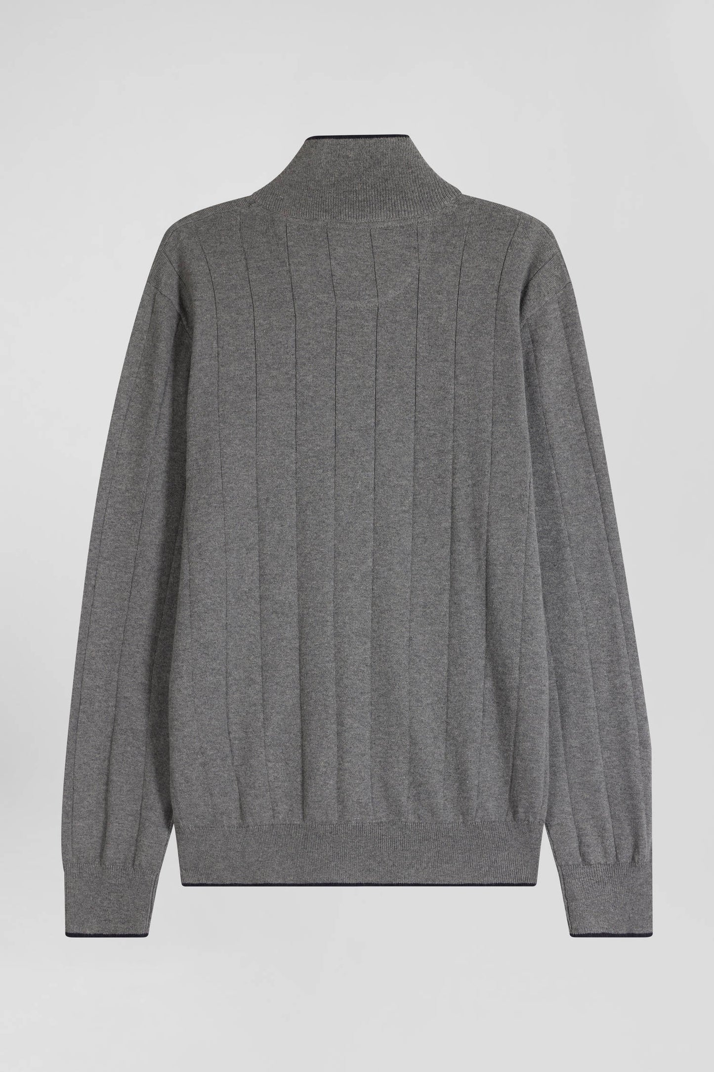 Pull col camionneur en coton et cachemire gris coupe Regular