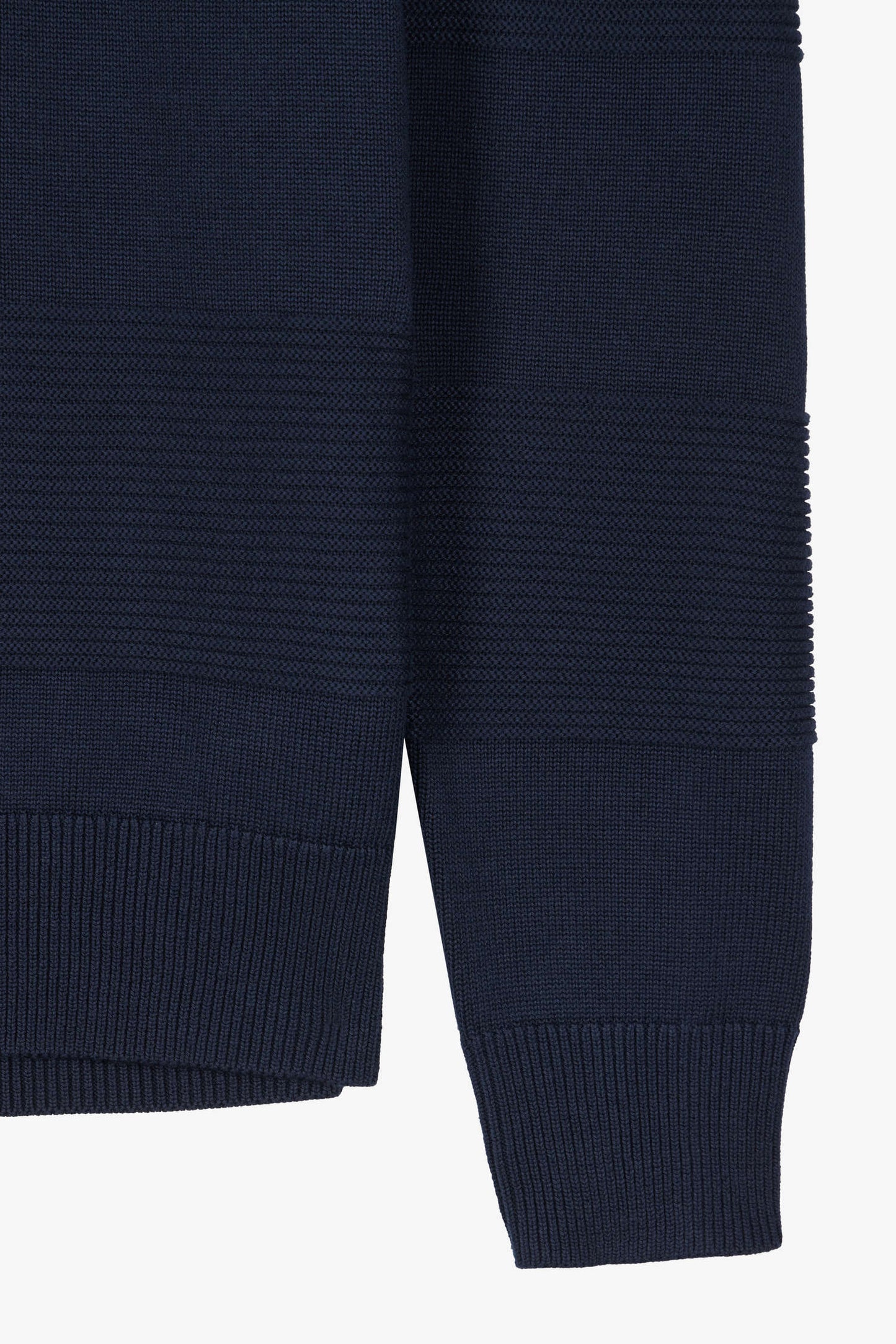 Regular navy blue cotton polo neck jumper