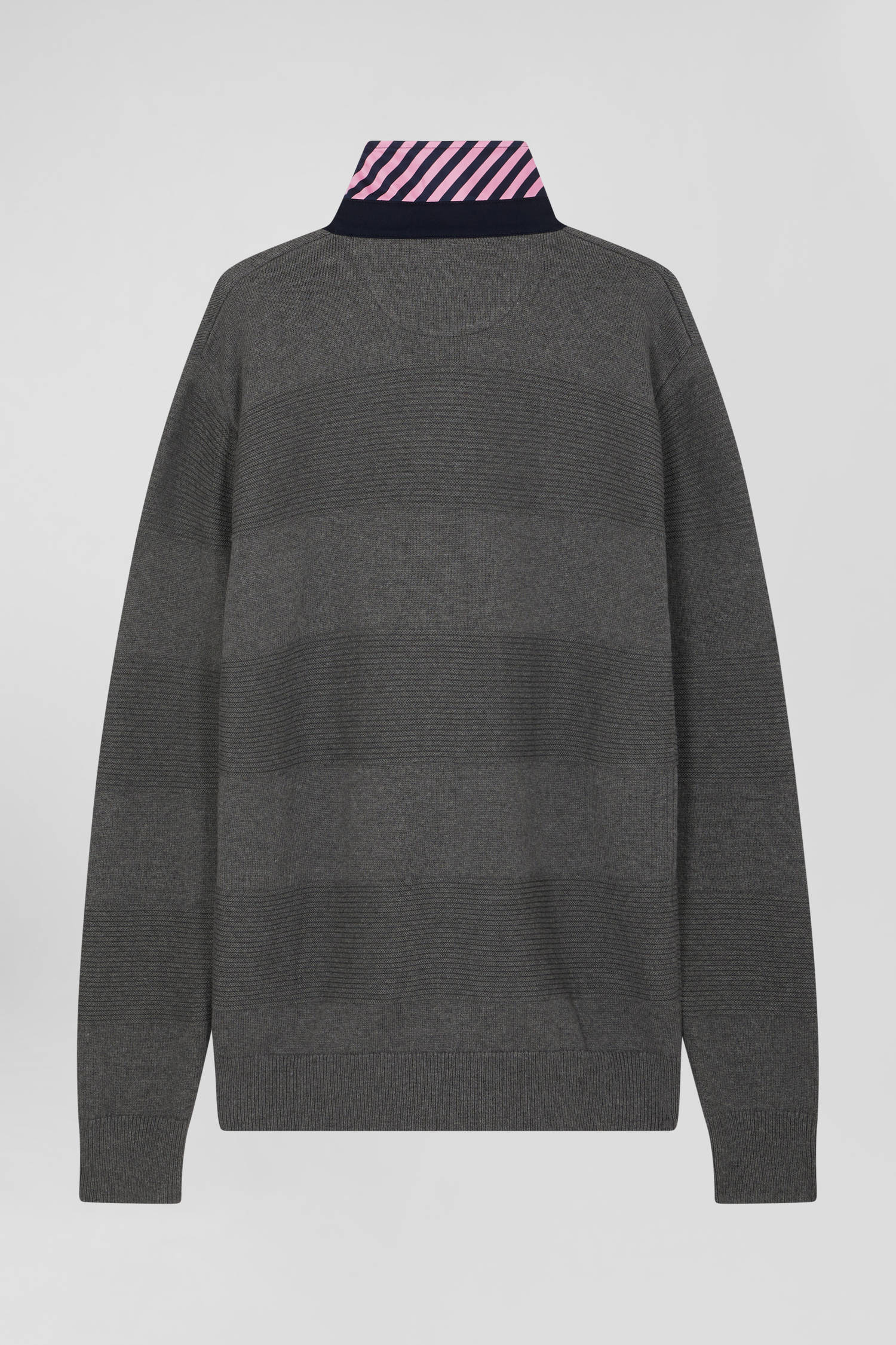 Regular anthracite grey cotton polo neck jumper