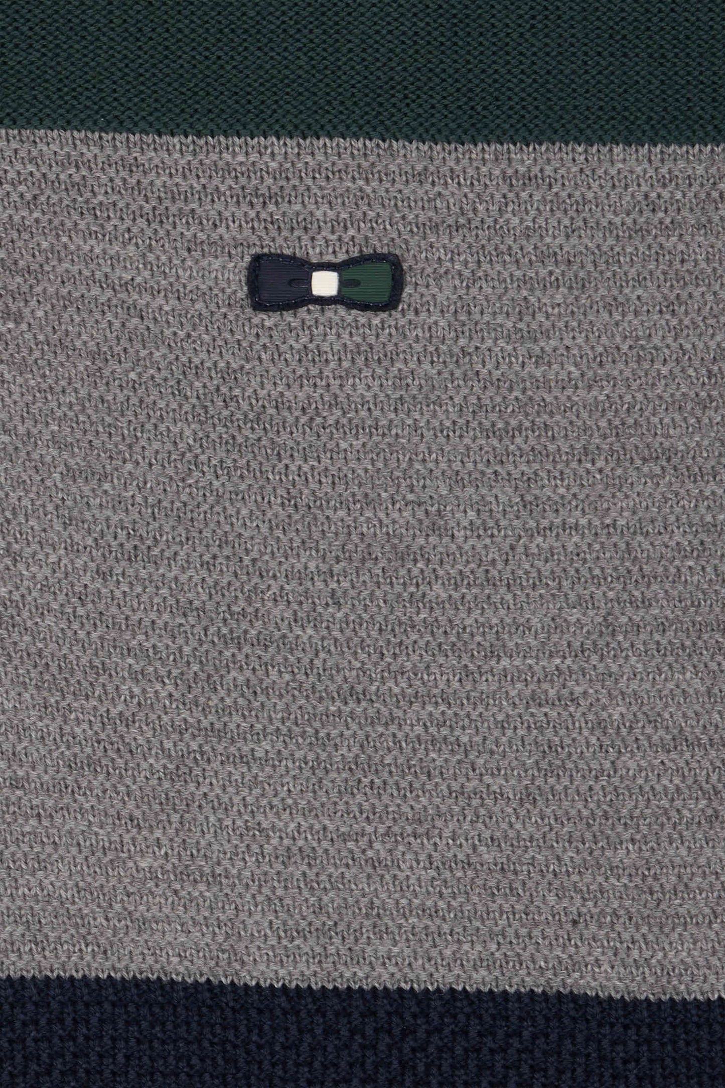 Regular green wool and cotton jumper with knit patterns and rugby shirt collar