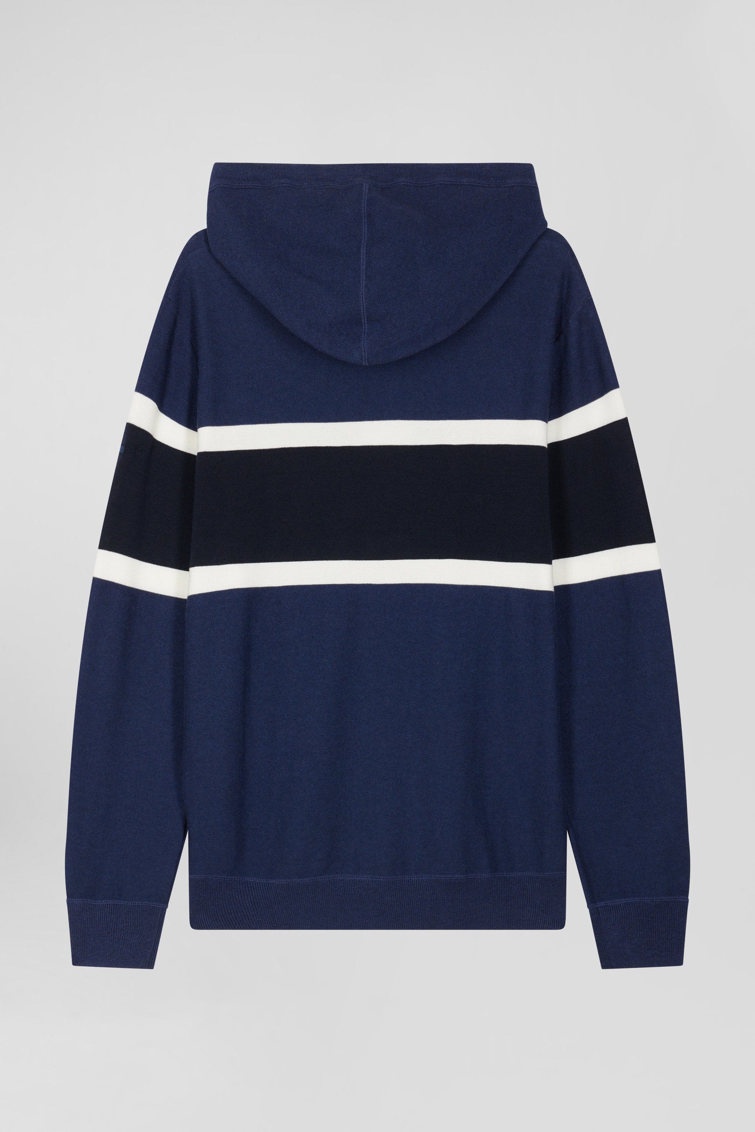 Regular dark blue hooded jumper with EP10 jacquard