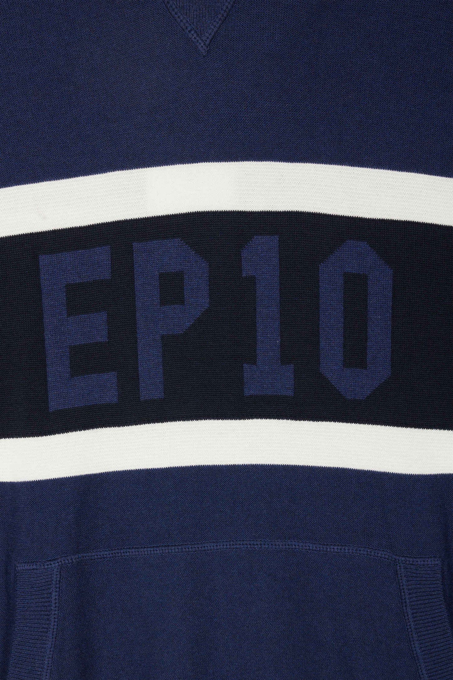 Pull à capuche en coton bleu foncé jacquard EP10 coupe Regular