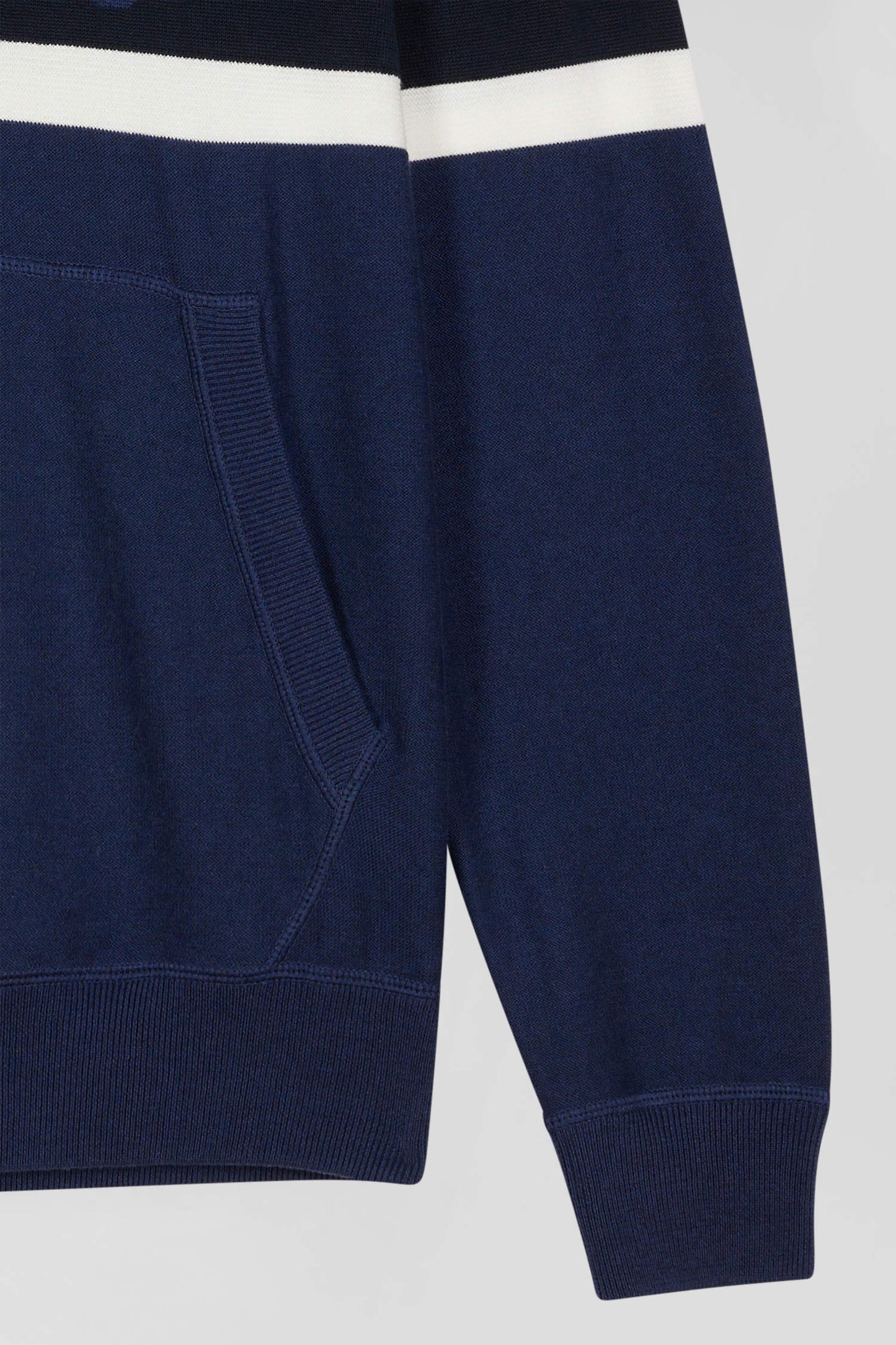 Regular dark blue hooded jumper with EP10 jacquard