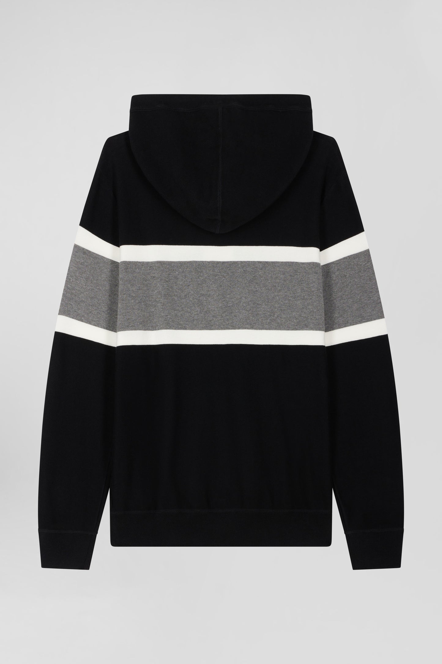 Regular black hooded jumper with EP10 jacquard