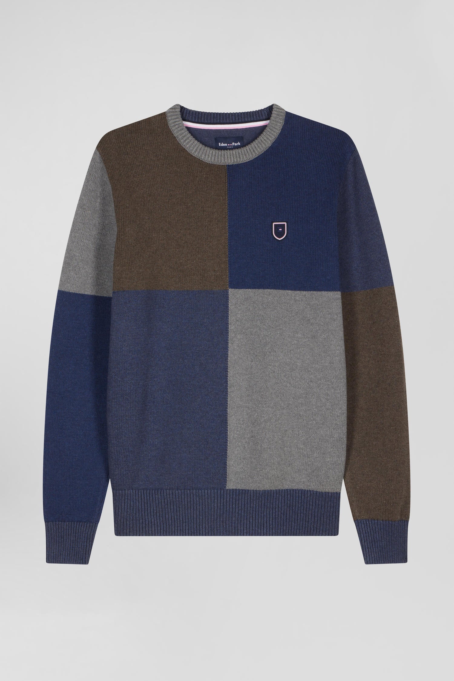 Regular navy colourblock Barbarian cotton crew neck jumper