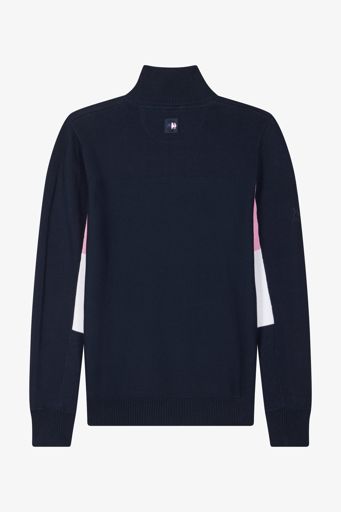 Pull zippé en coton bleu marine XV de France coupe Regular