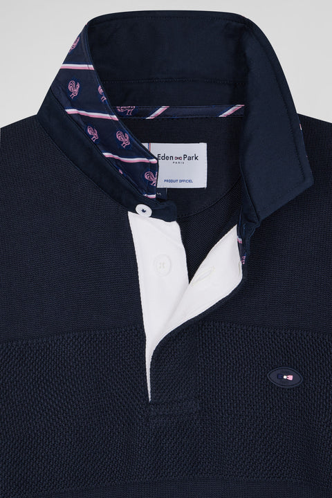 Navy blue cotton jersey-neck jumper XV de France Regular Cup - Image 3